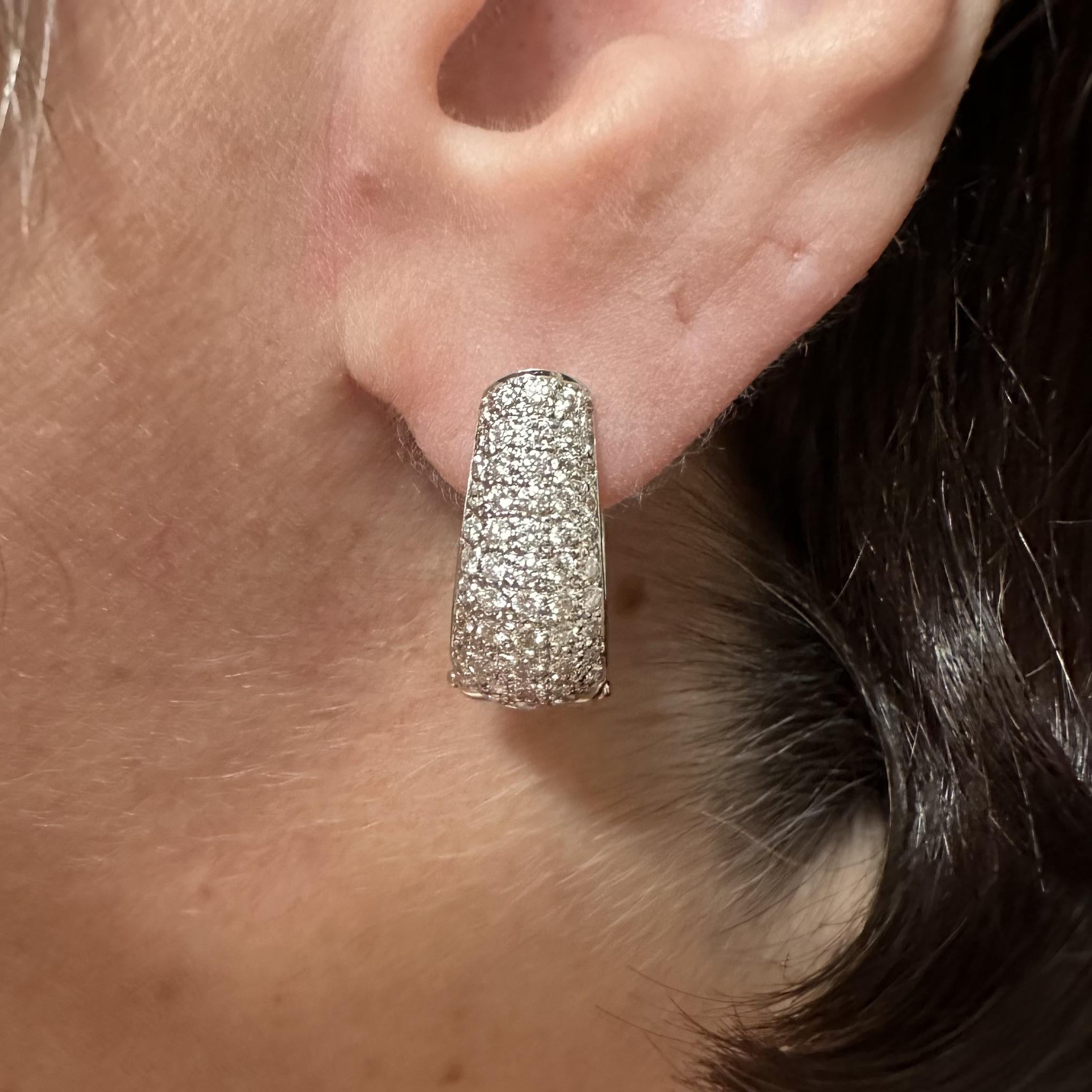 Pavé Natural Diamond Earrings in 18kt White Gold 3 Carats
