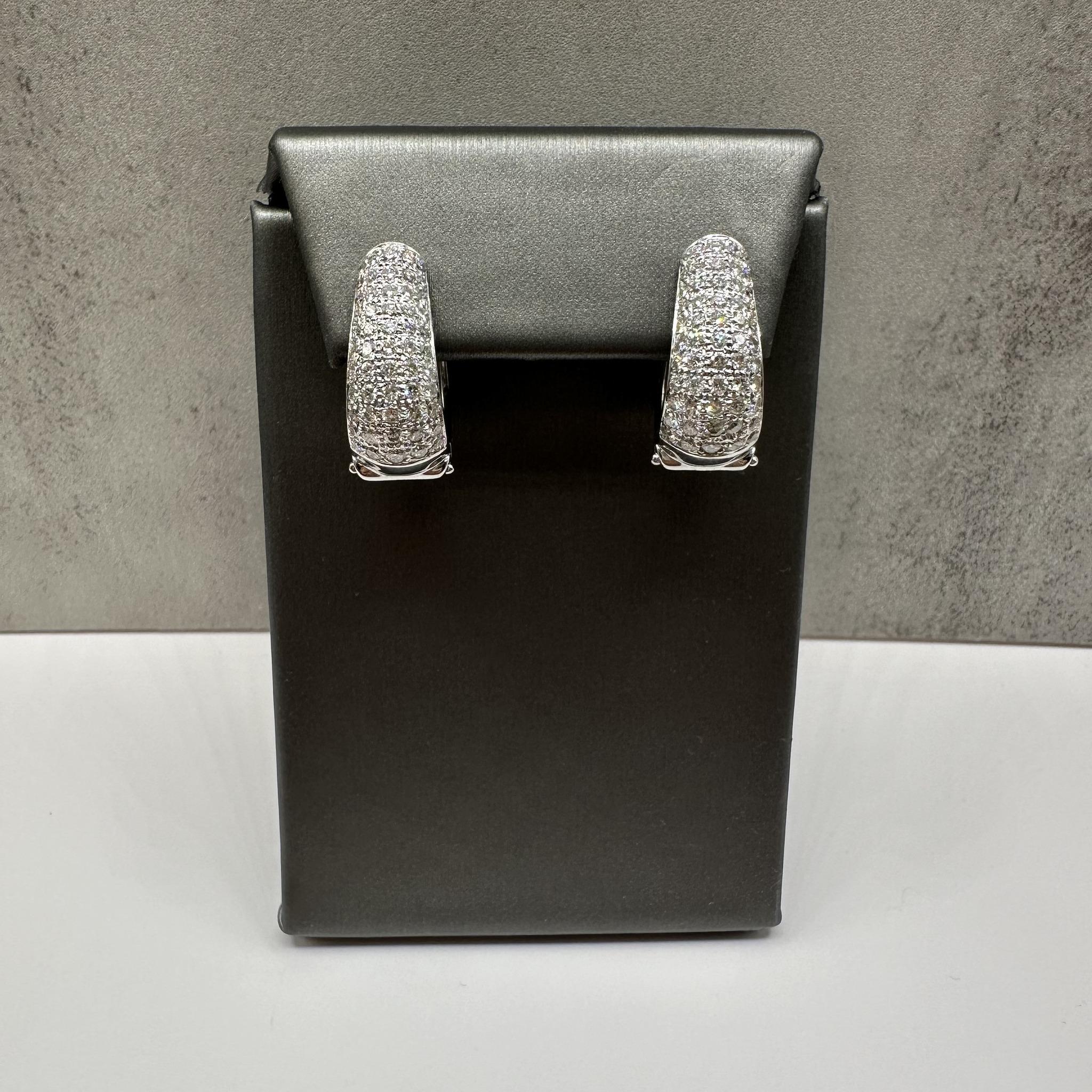 Pavé Natural Diamond Earrings in 18kt White Gold 3 Carats