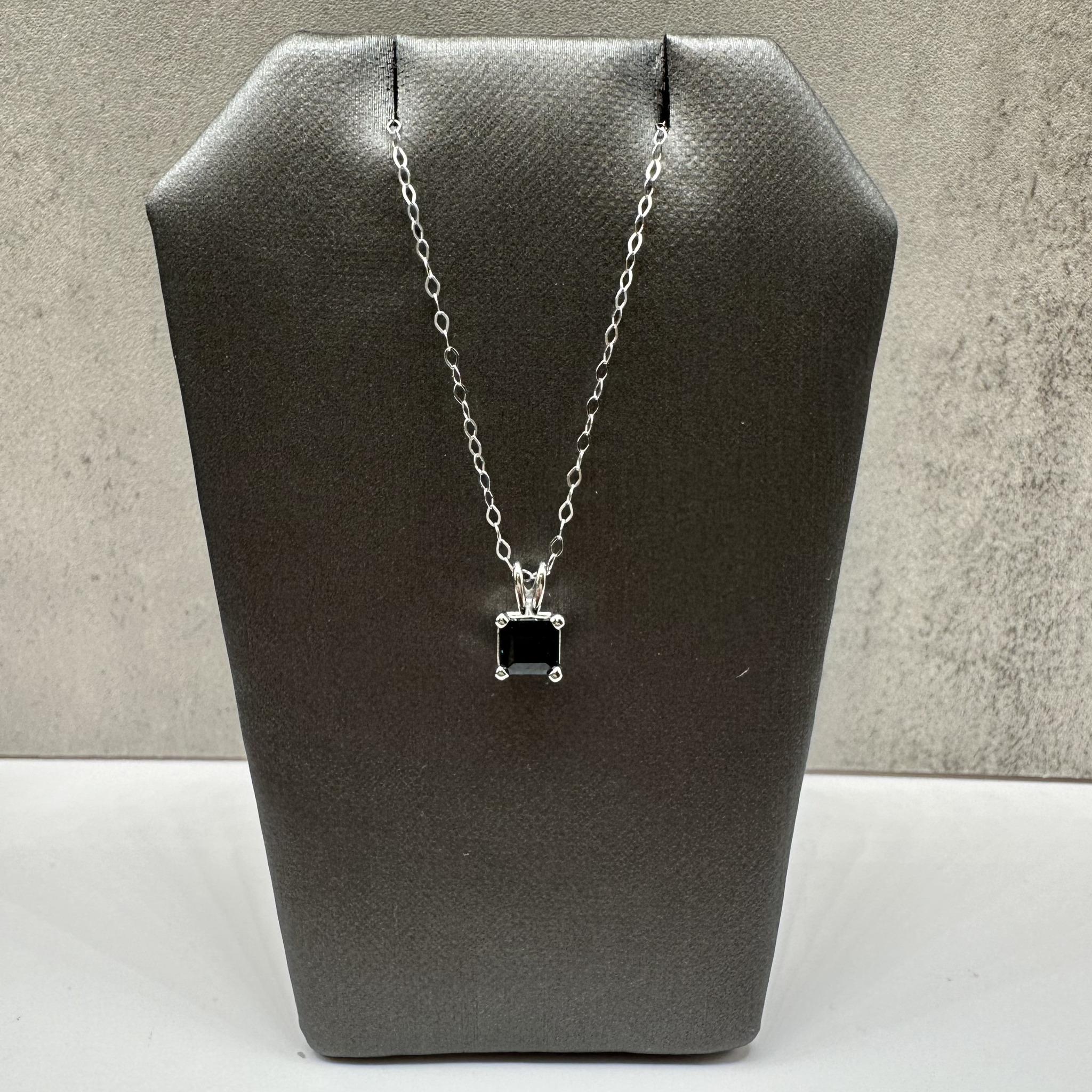 Princess Cut Blue Sapphire Necklace in 14kt White Gold – 0.76ct, 18in, New