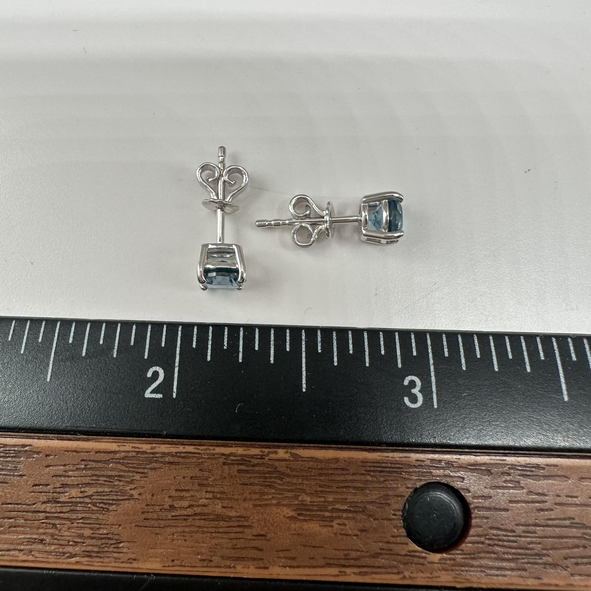 Topaz Stud Earrings in 14kt White Gold – 1.14ctw, New