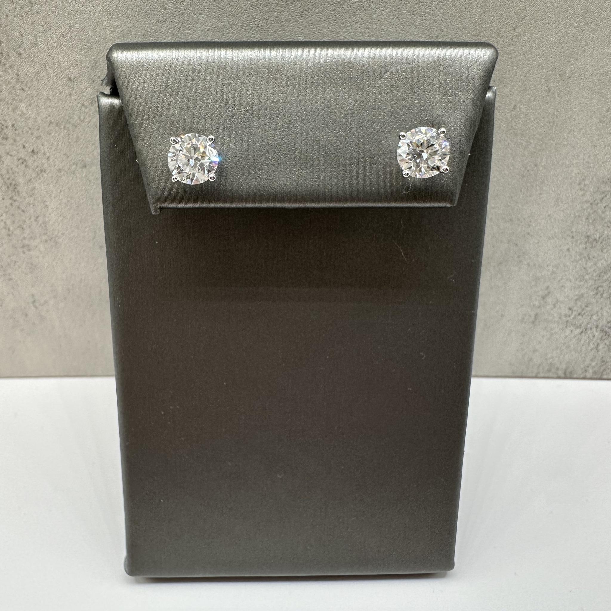 2.18ctw Lab Grown Diamond Stud Earrings in 14kt White Gold – IGI