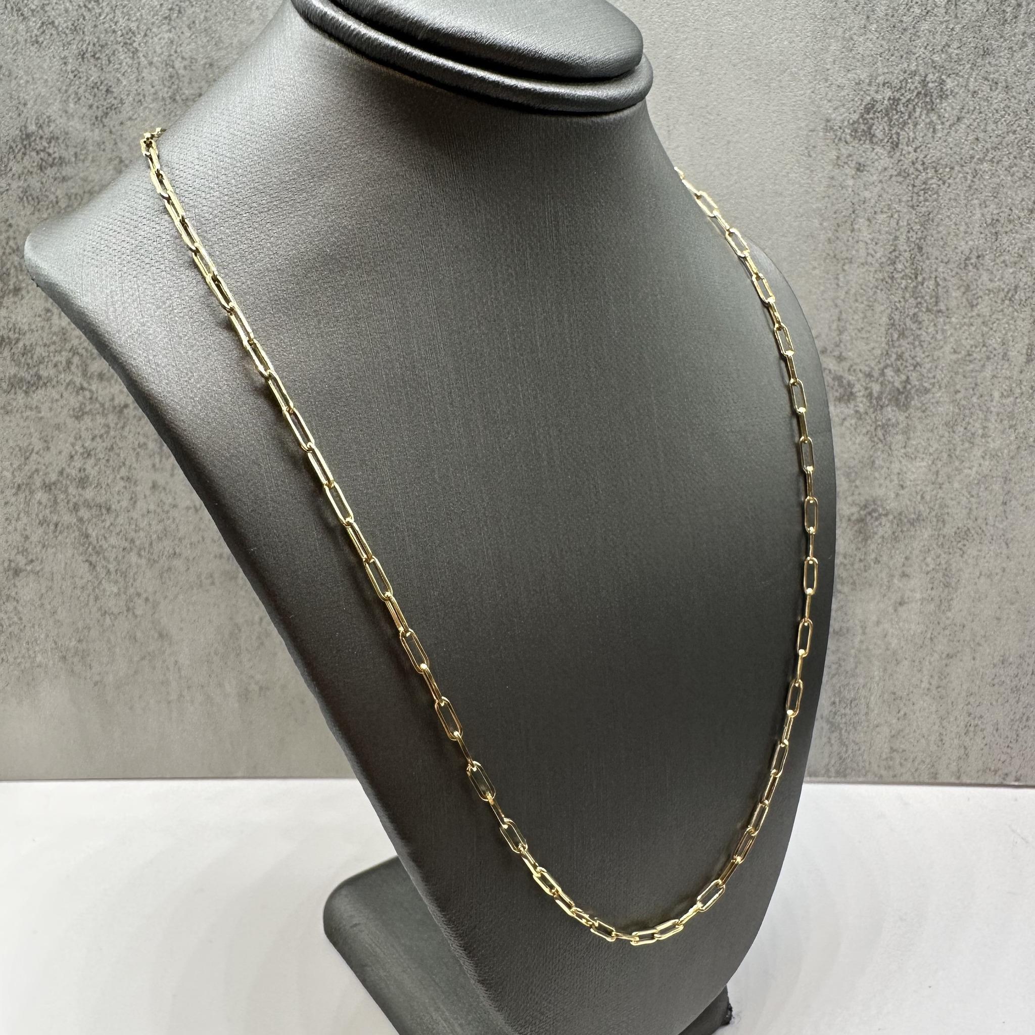 14K Yellow Gold Paperclip Chain 20in 2.2mm New
