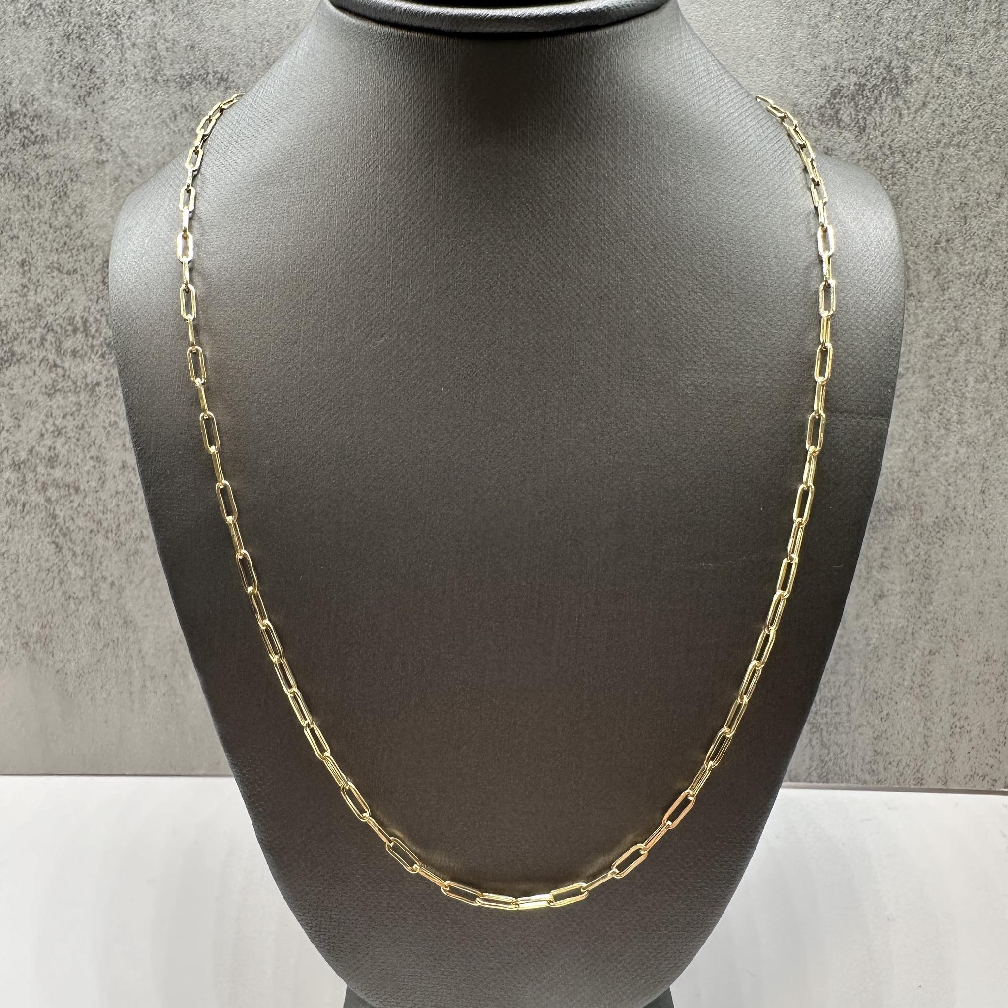 14K Yellow Gold Paperclip Chain 20in 2.2mm New