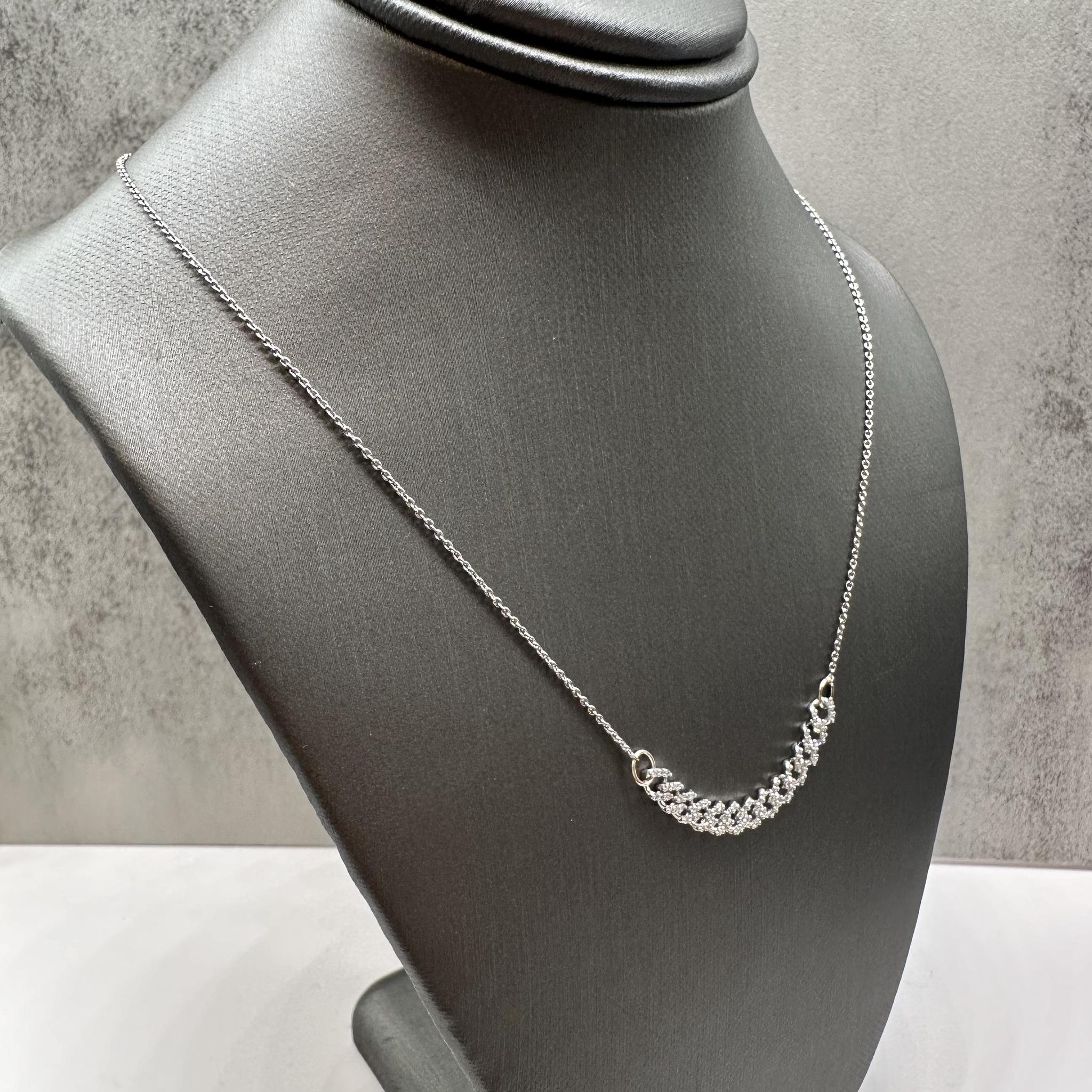 Micro Cuban Diamond Necklace 14K White Gold 0.25ctw 17.5in New