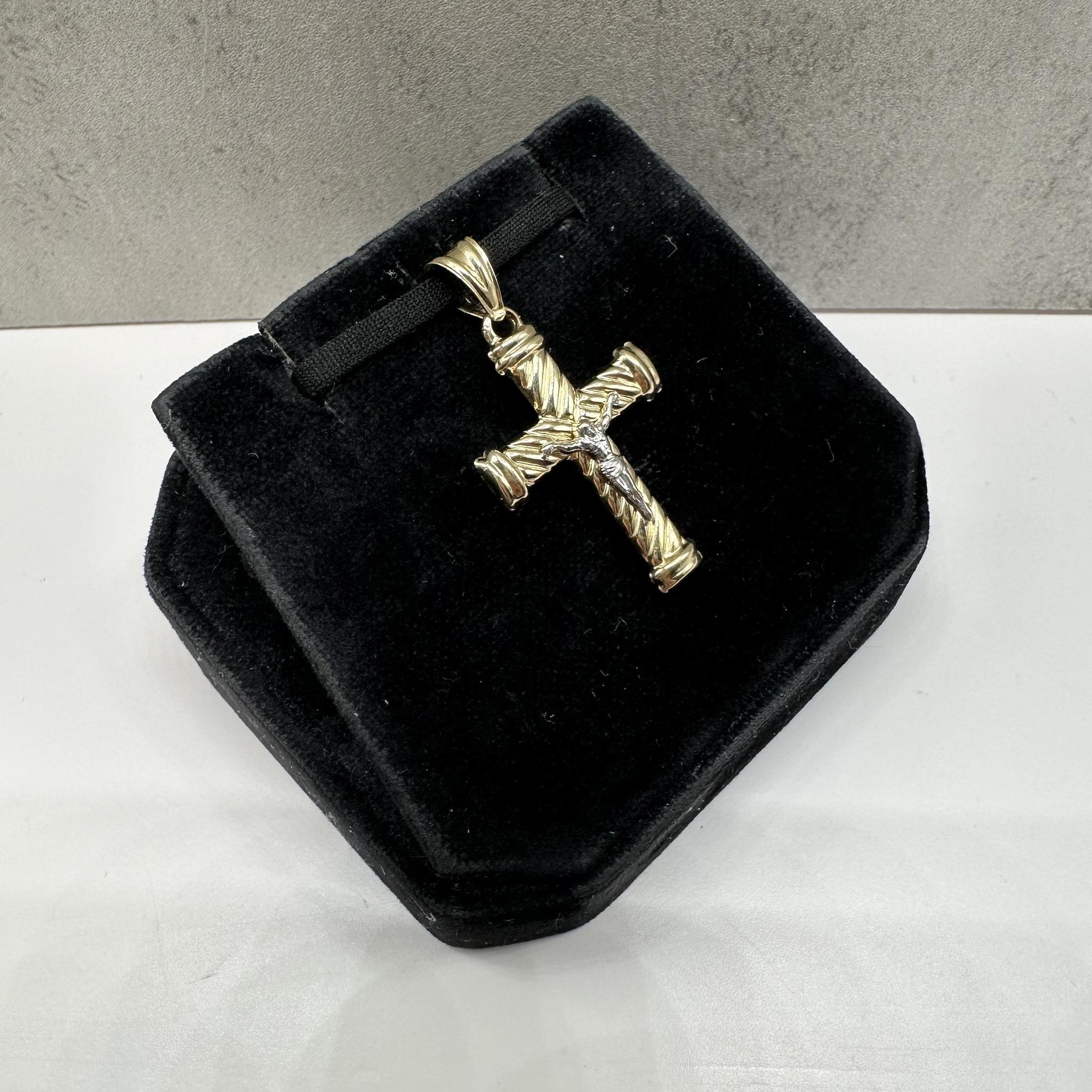 Cross Pendant in 14kt Two Tone Gold – Hollow, New