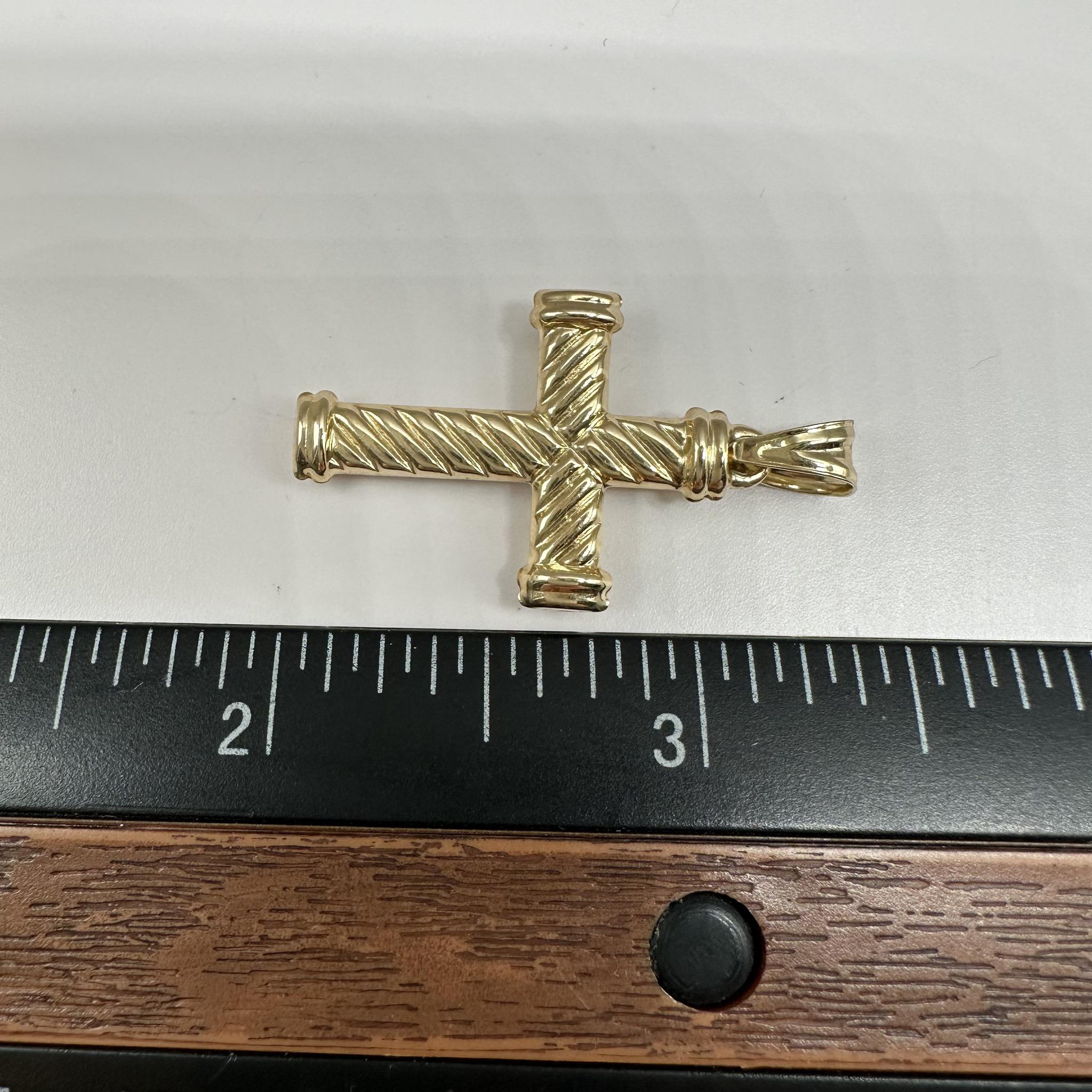 Cross Pendant in 14kt Two Tone Gold – Hollow, New