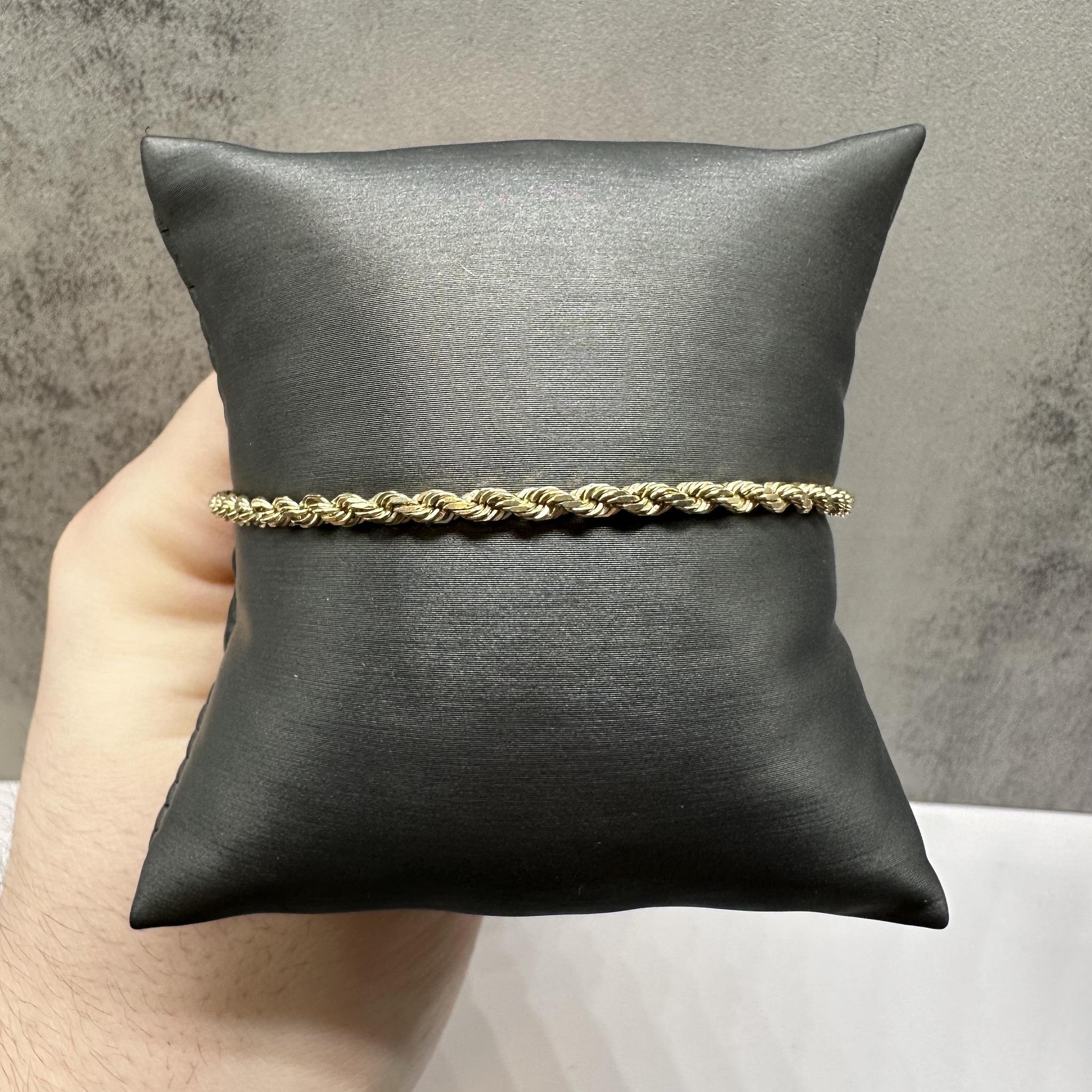 Solid 14kt Yellow Gold Rope Bracelet 3mm 8"