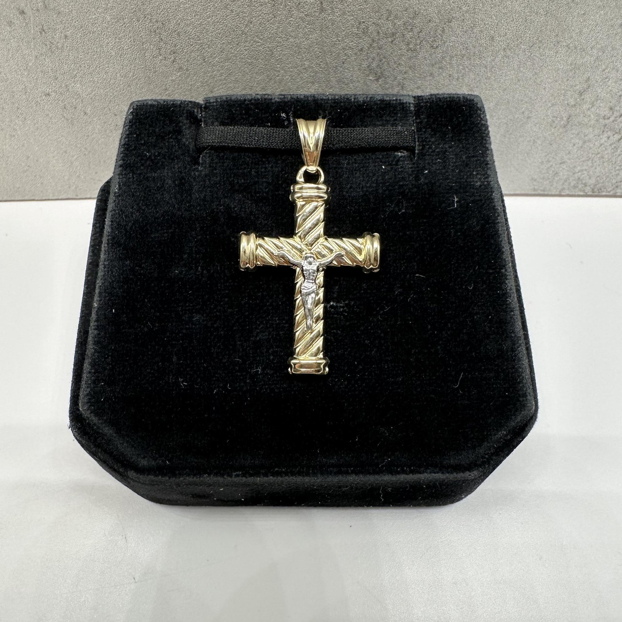 Cross Pendant in 14kt Two Tone Gold – Hollow, New