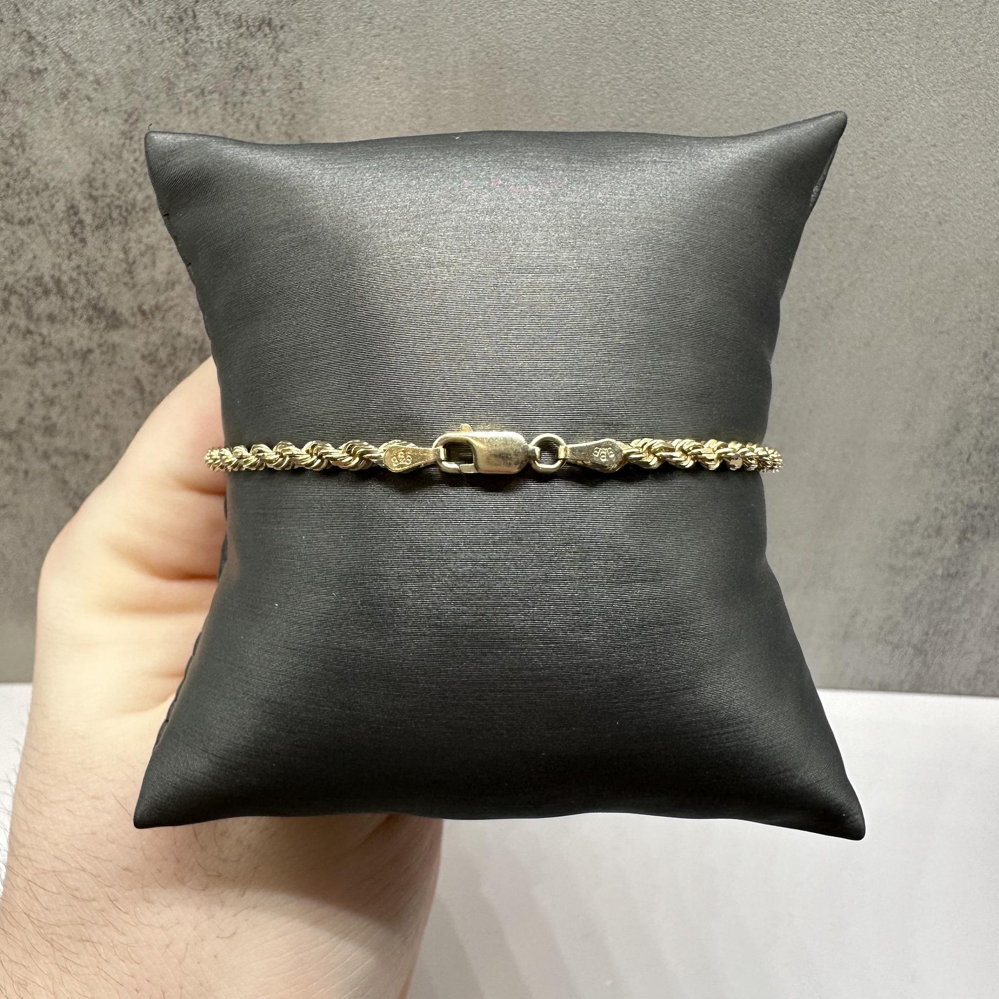 Solid 14kt Yellow Gold Rope Bracelet 3mm 8"