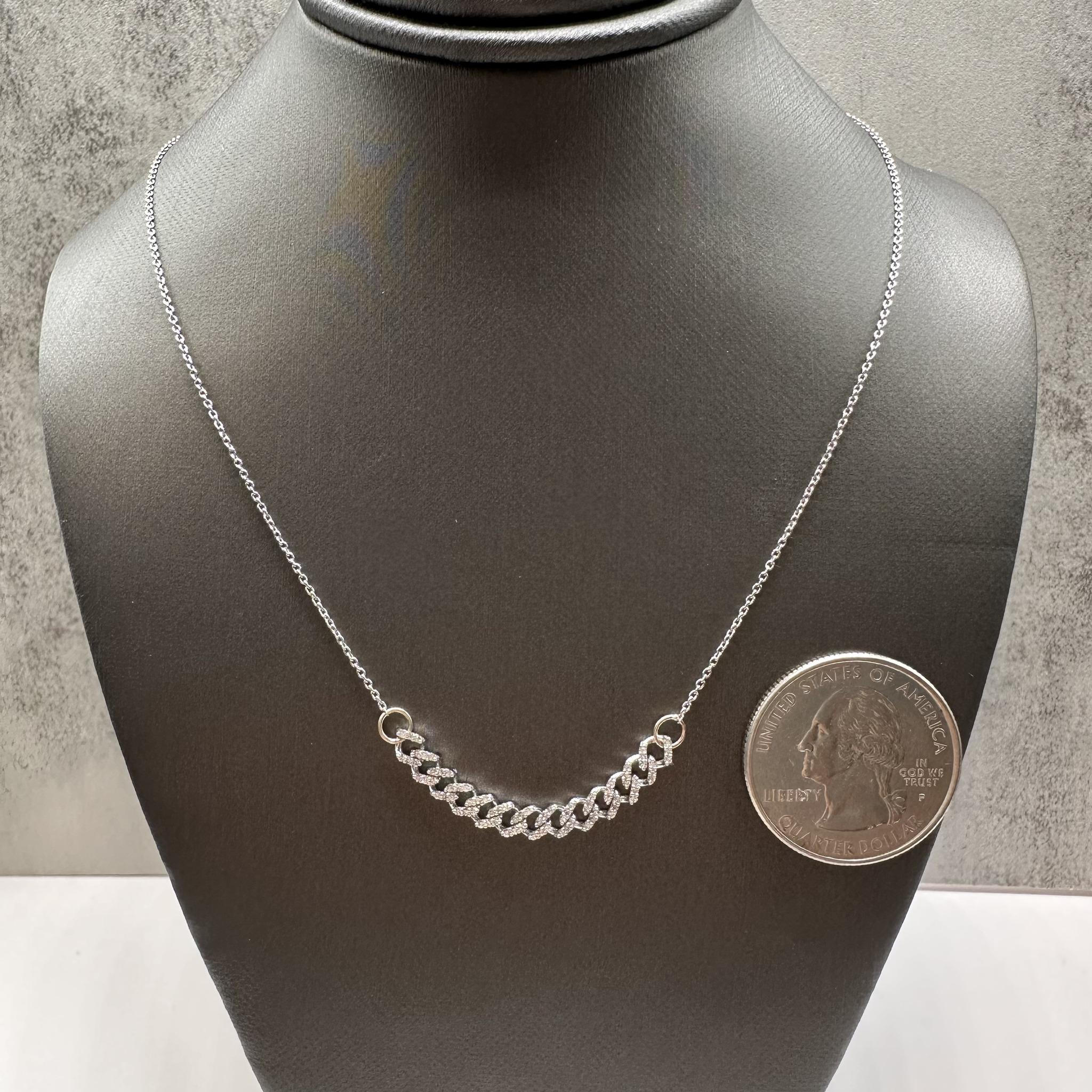Micro Cuban Diamond Necklace 14K White Gold 0.25ctw 17.5in New