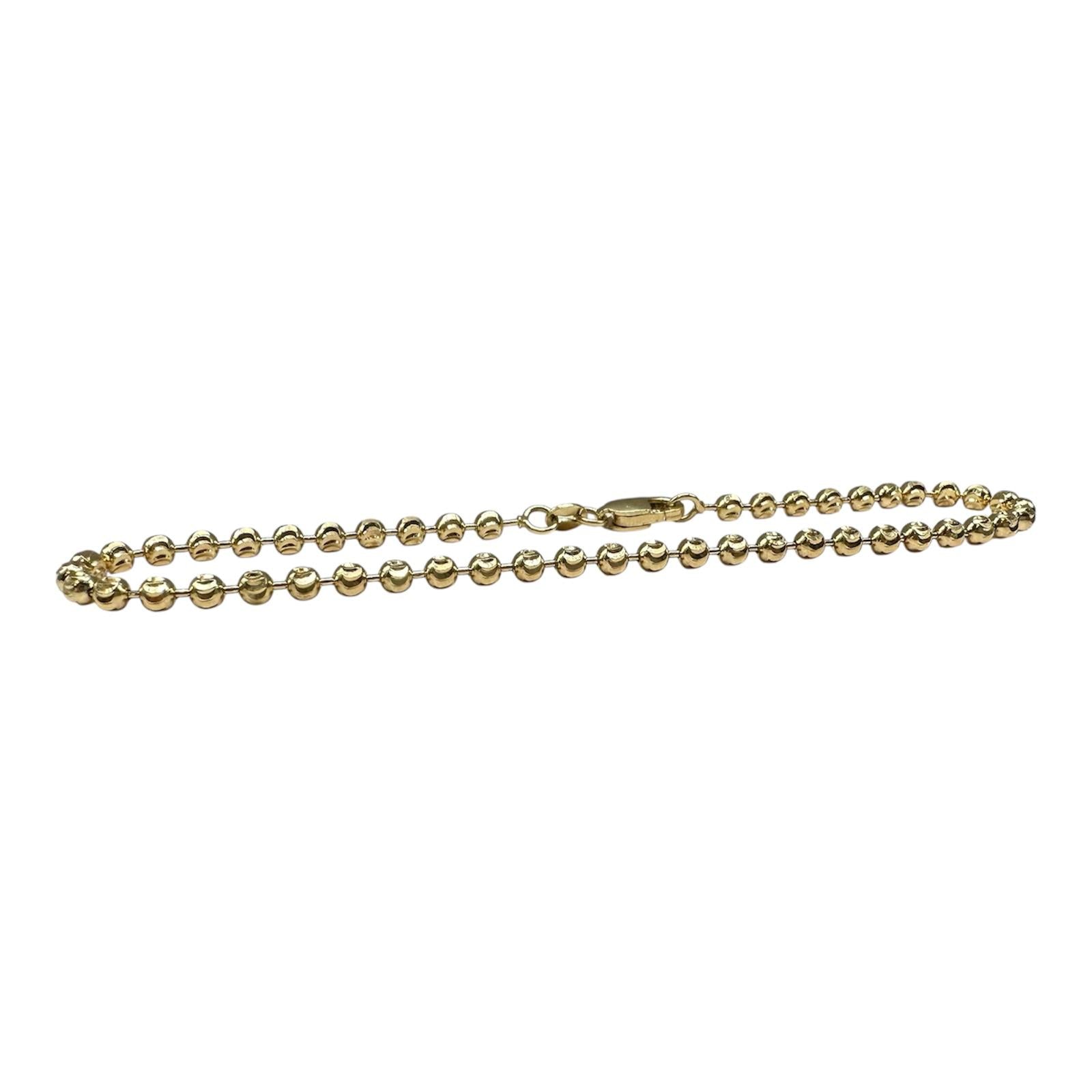 Moon Cut Ball Bracelet in 14kt Yellow Gold 2.9mm 8"