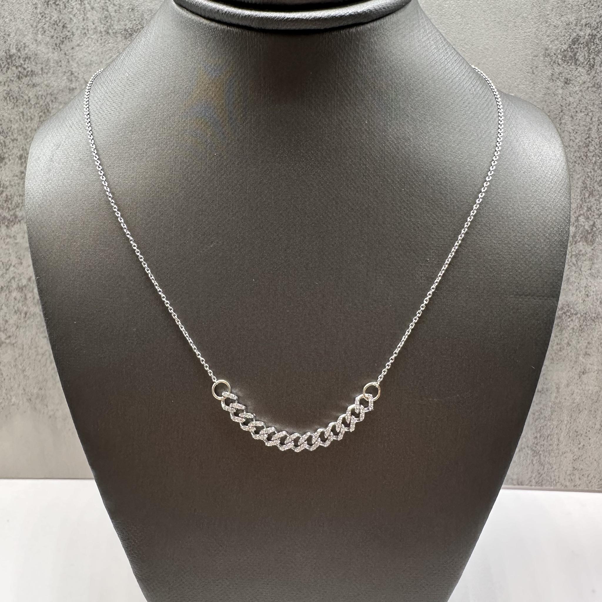 Micro Cuban Diamond Necklace 14K White Gold 0.25ctw 17.5in New