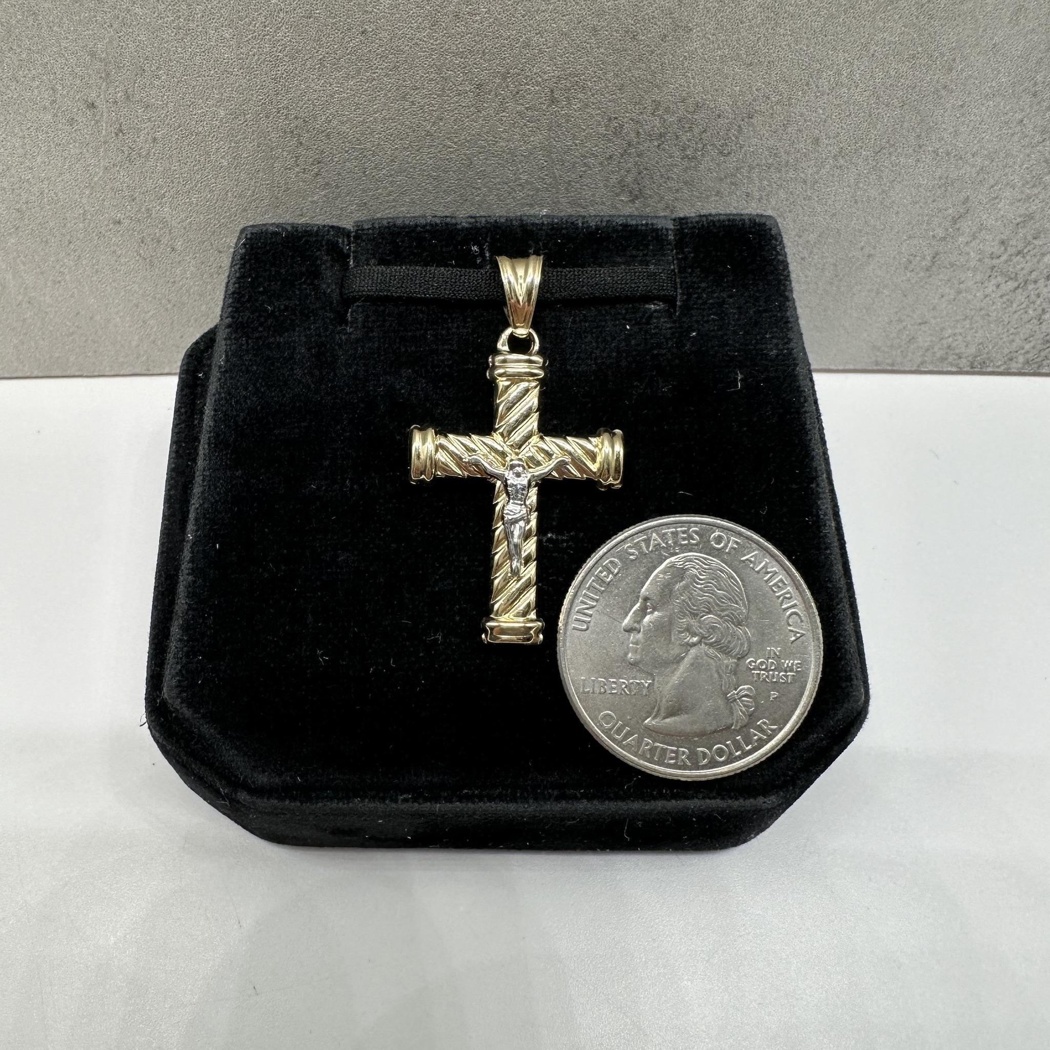Cross Pendant in 14kt Two Tone Gold – Hollow, New