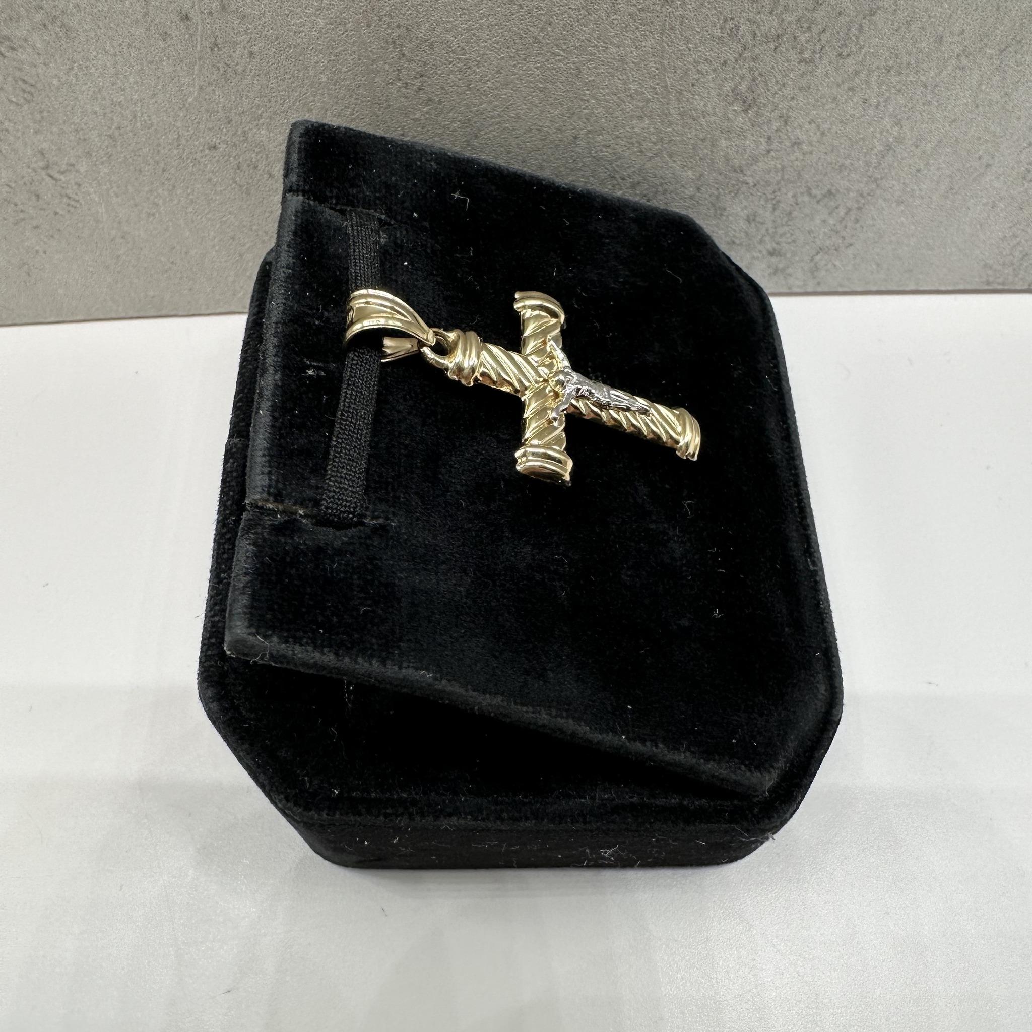 Cross Pendant in 14kt Two Tone Gold – Hollow, New