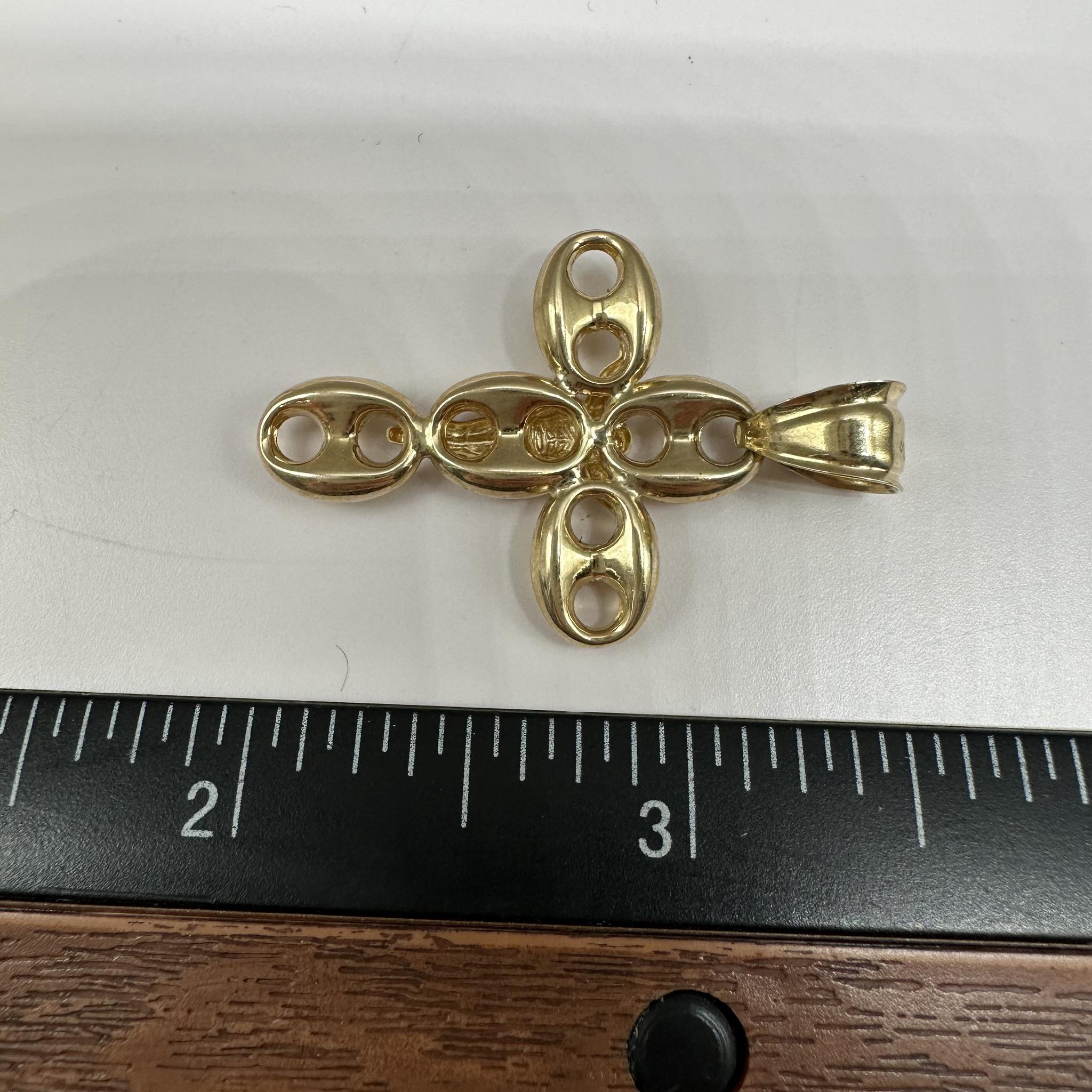 Puff Cross Pendant in 14kt Two Tone Gold – Hollow, New
