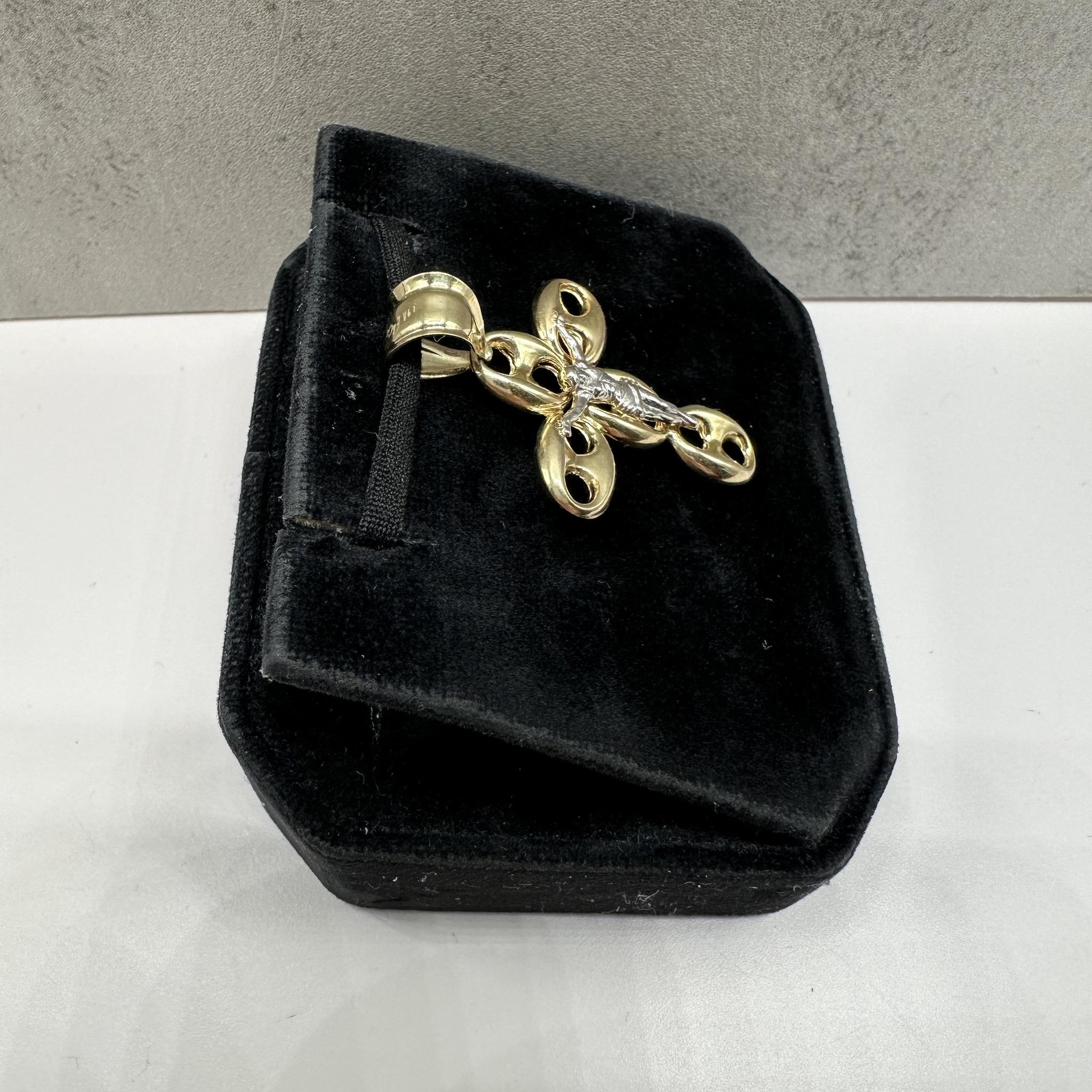 Puff Cross Pendant in 14kt Two Tone Gold – Hollow, New