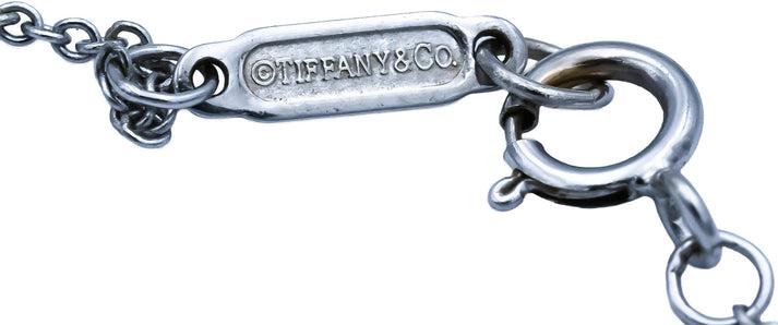 TIFFANY & CO. 18k White Gold VS Round Diamond Heart Key Pendant Necklace 0.12CT
