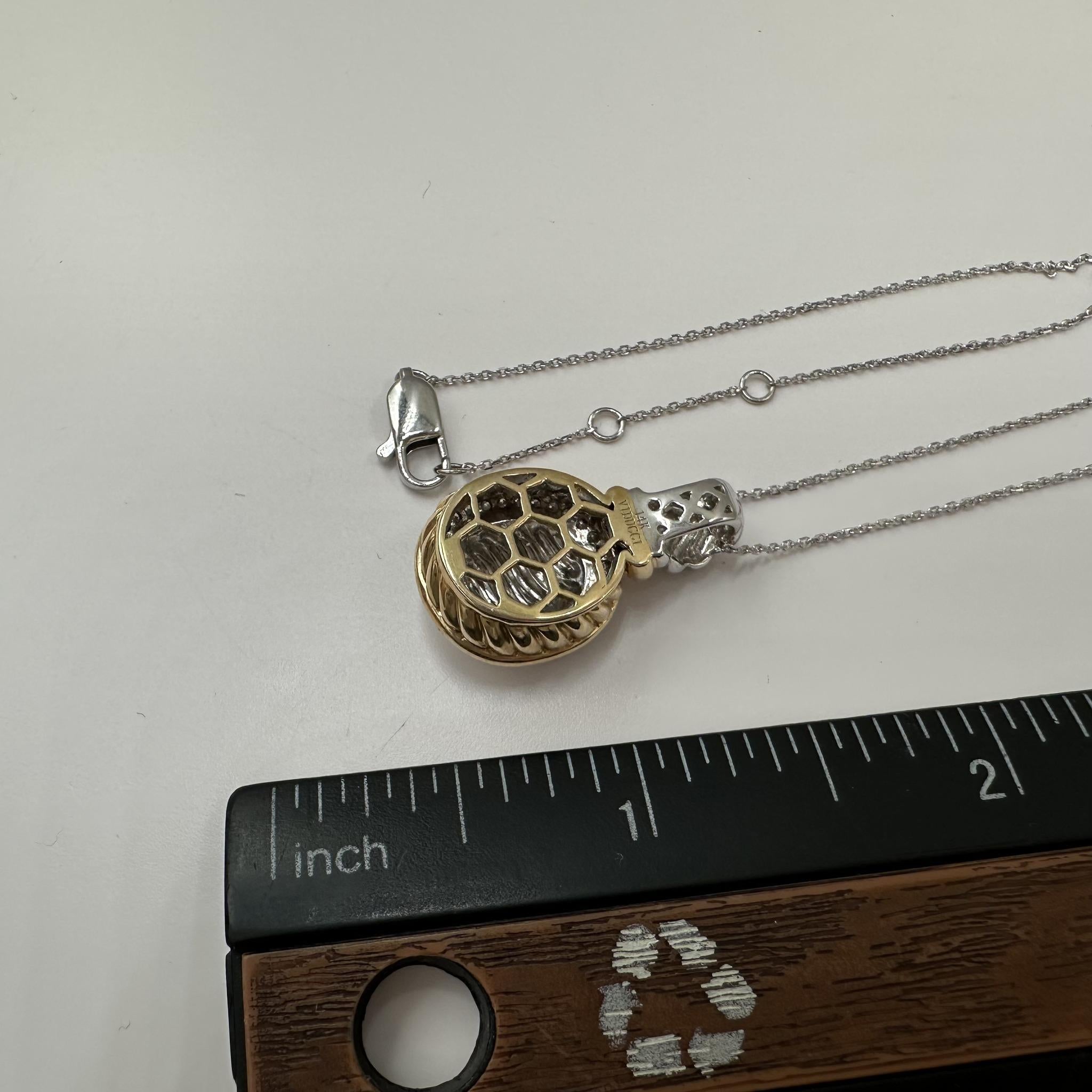 14K Two Tone Gold Natural Diamond Pendant Necklace 0.33ct Viducci