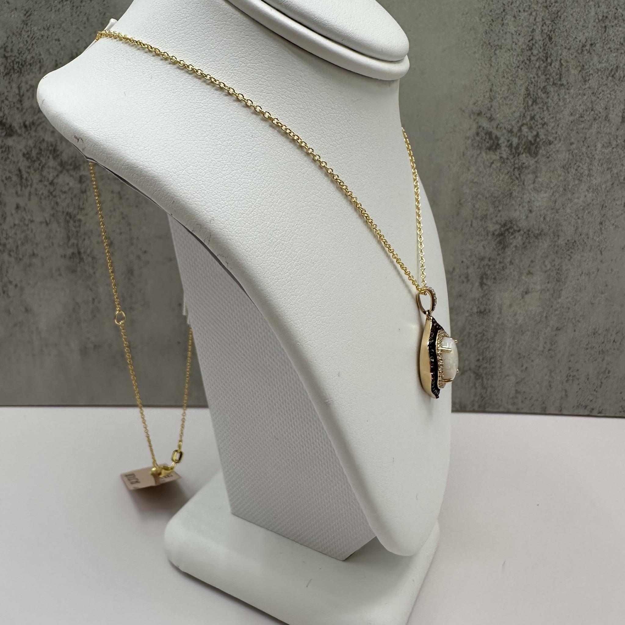 Effy 14K Gold Opal Diamond Multi Gem Necklace 1.97ctw NWT 18”