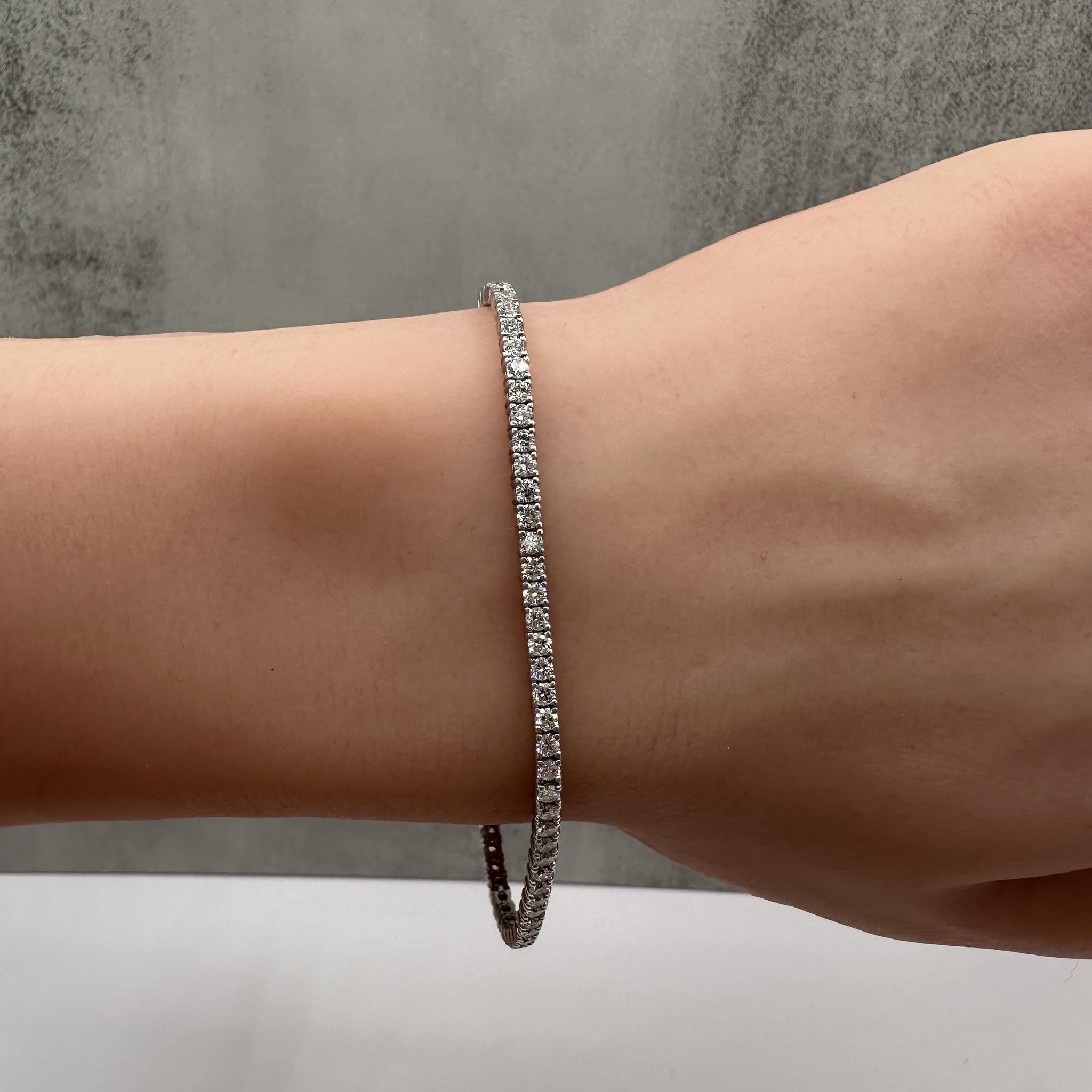Natural Diamond Tennis Bracelet in 14kt White Gold – 3ctw, 7in, New