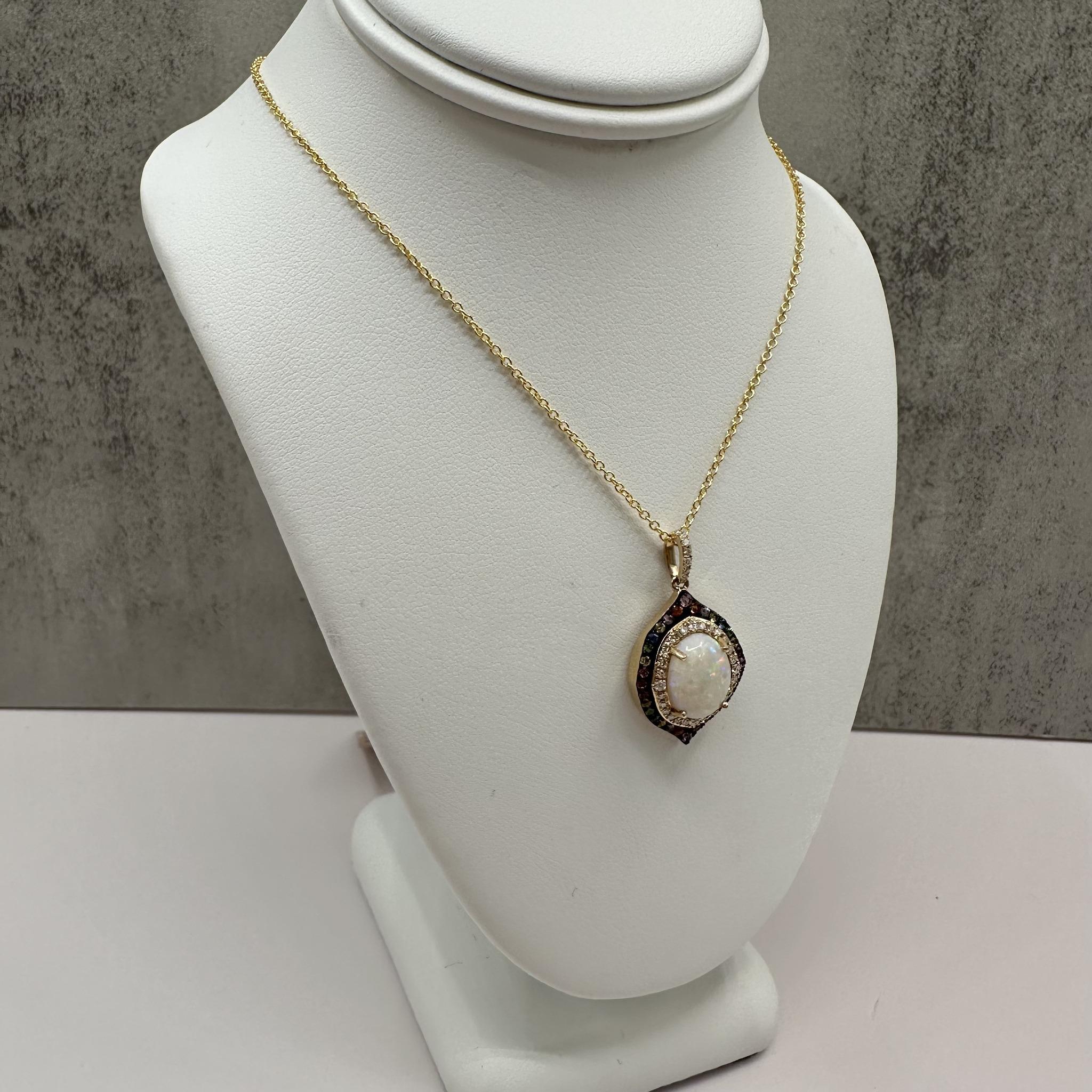 Effy 14K Gold Opal Diamond Multi Gem Necklace 1.97ctw NWT 18”