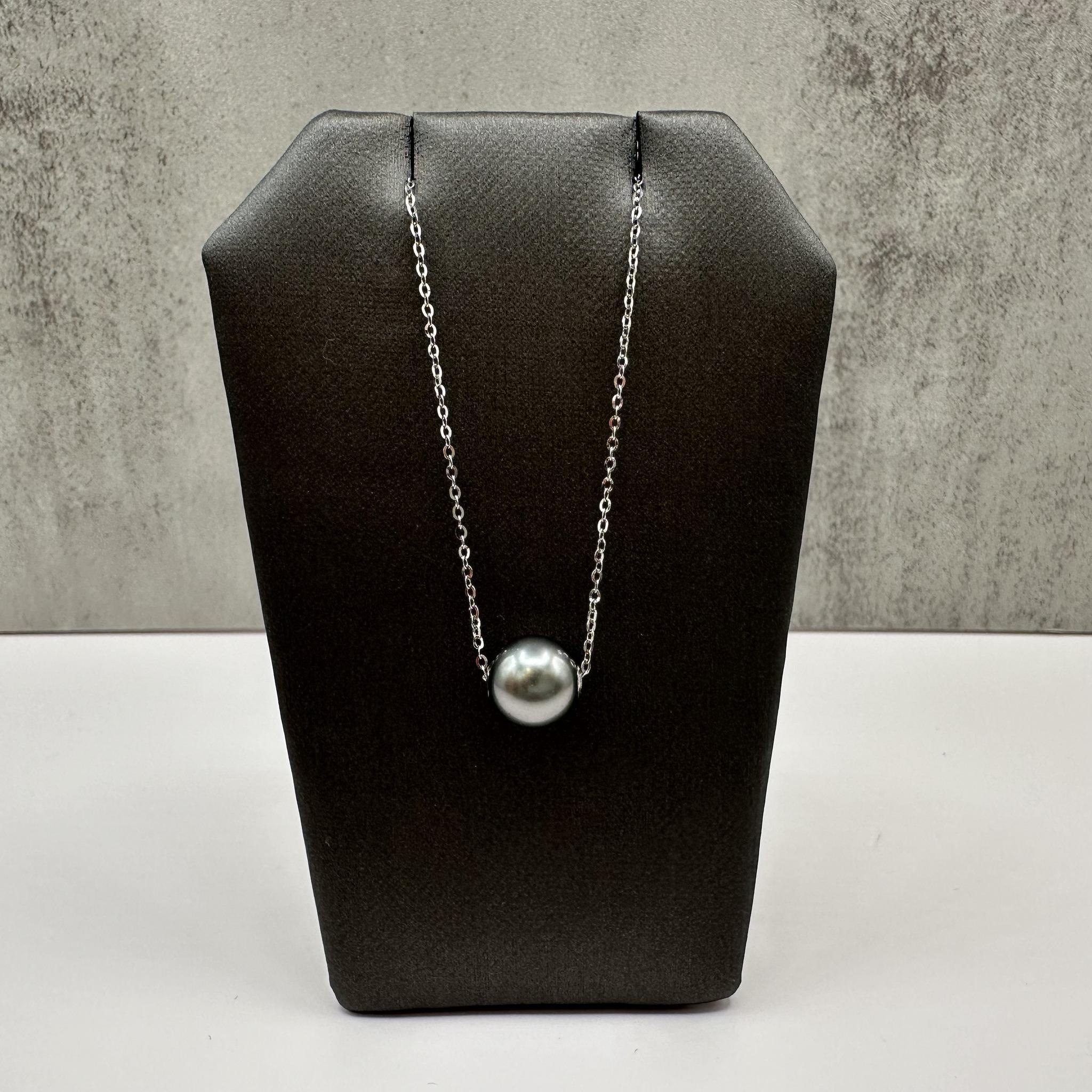 Effy 14K White Gold Tahitian Pearl Necklace 9mm 18” NWT