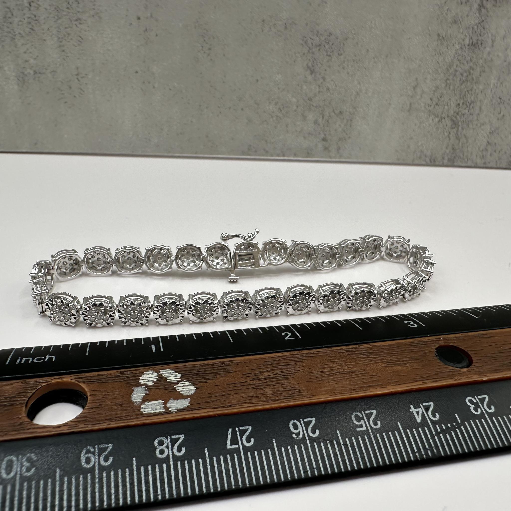 Natural Diamond Tennis Bracelet in Sterling Silver – 2ctw, 7 11/16in, New