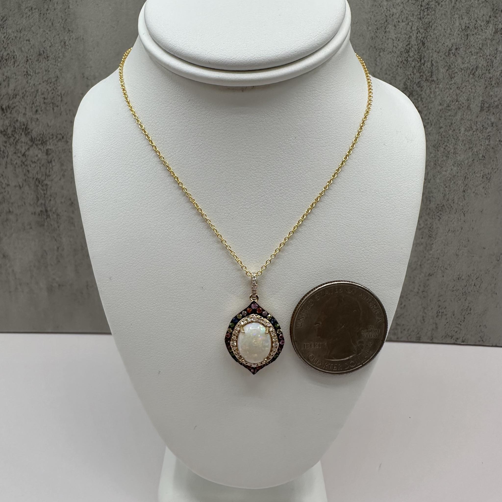 Effy 14K Gold Opal Diamond Multi Gem Necklace 1.97ctw NWT 18”