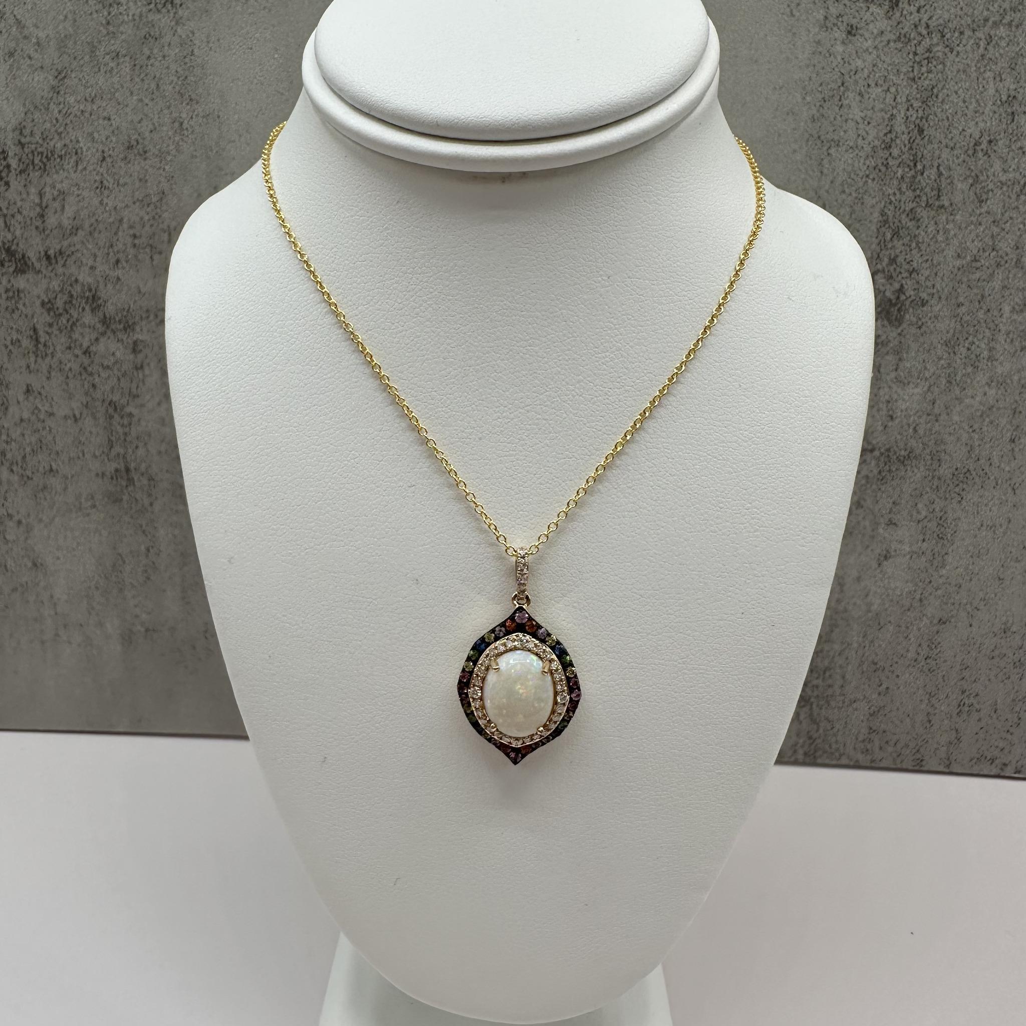 Effy 14K Gold Opal Diamond Multi Gem Necklace 1.97ctw NWT 18”