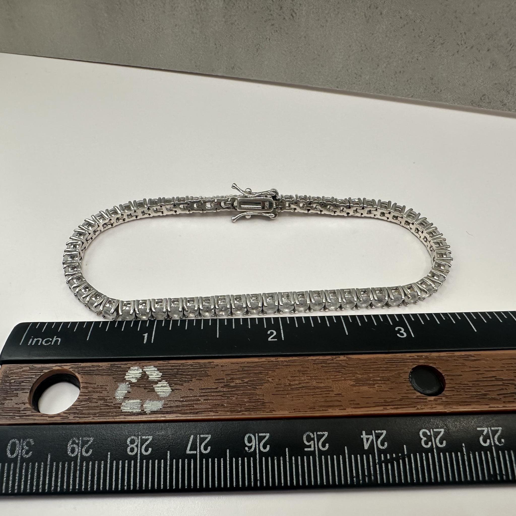 Moonstone Tennis Bracelet Sterling Silver 3mm 7.5in 12.2g New