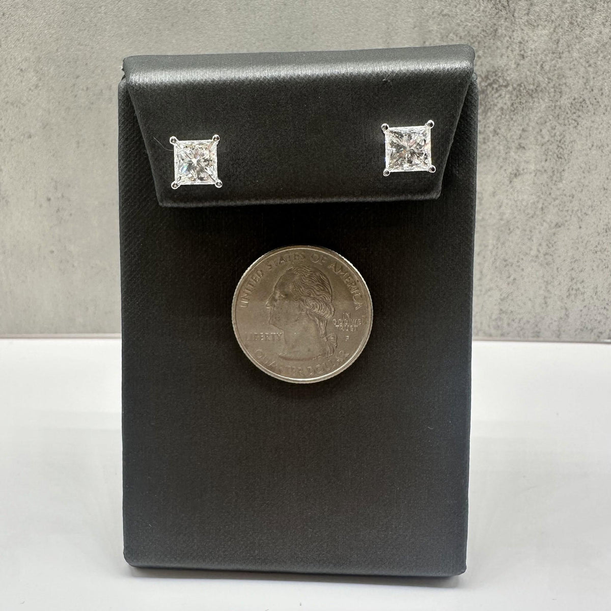 Princess Lab Grown Diamond Stud Earrings 3.08ctw IGI 14kt White Gold