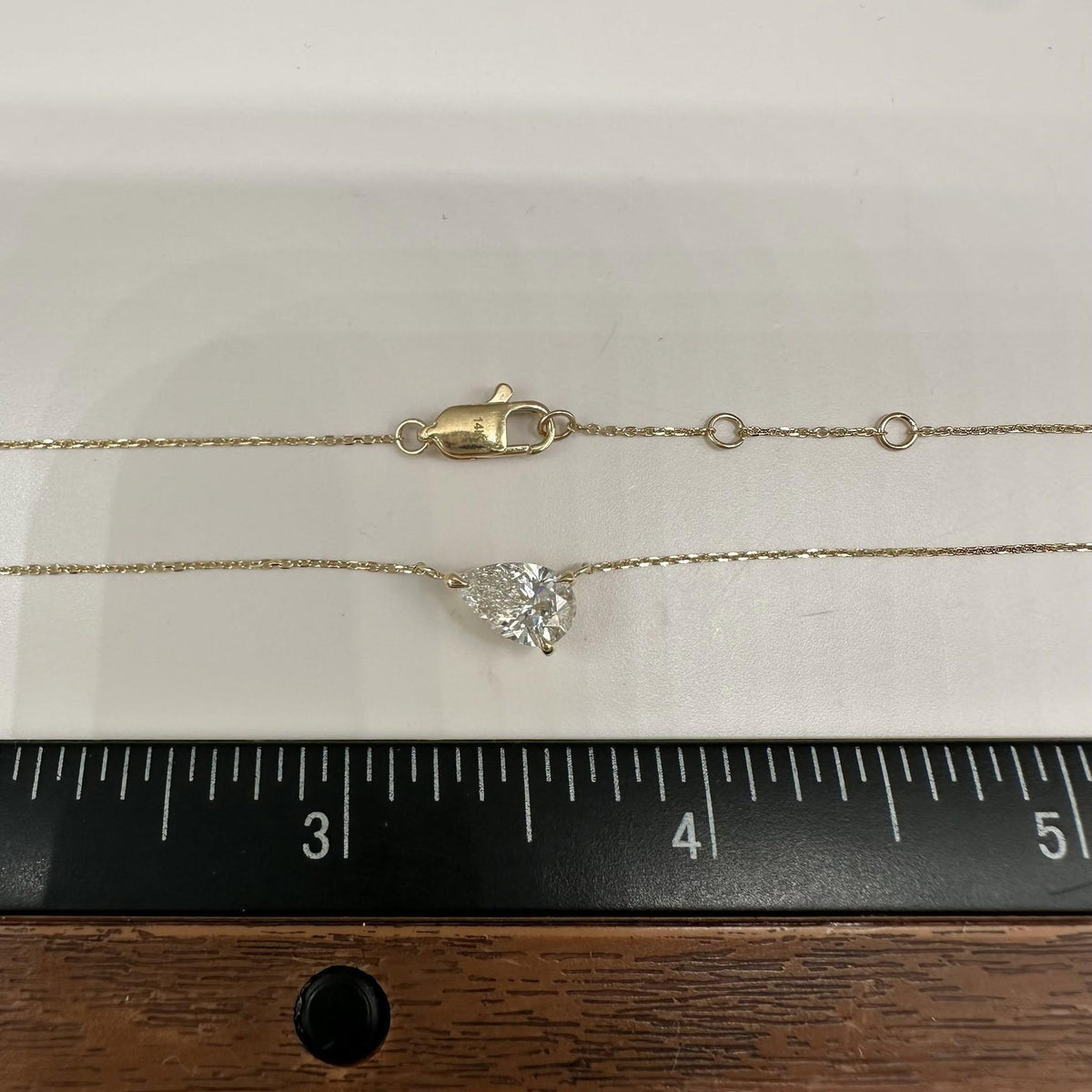 Pear Lab Grown Diamond Necklace 1.05ct IGI F VVS2 14kt Gold
