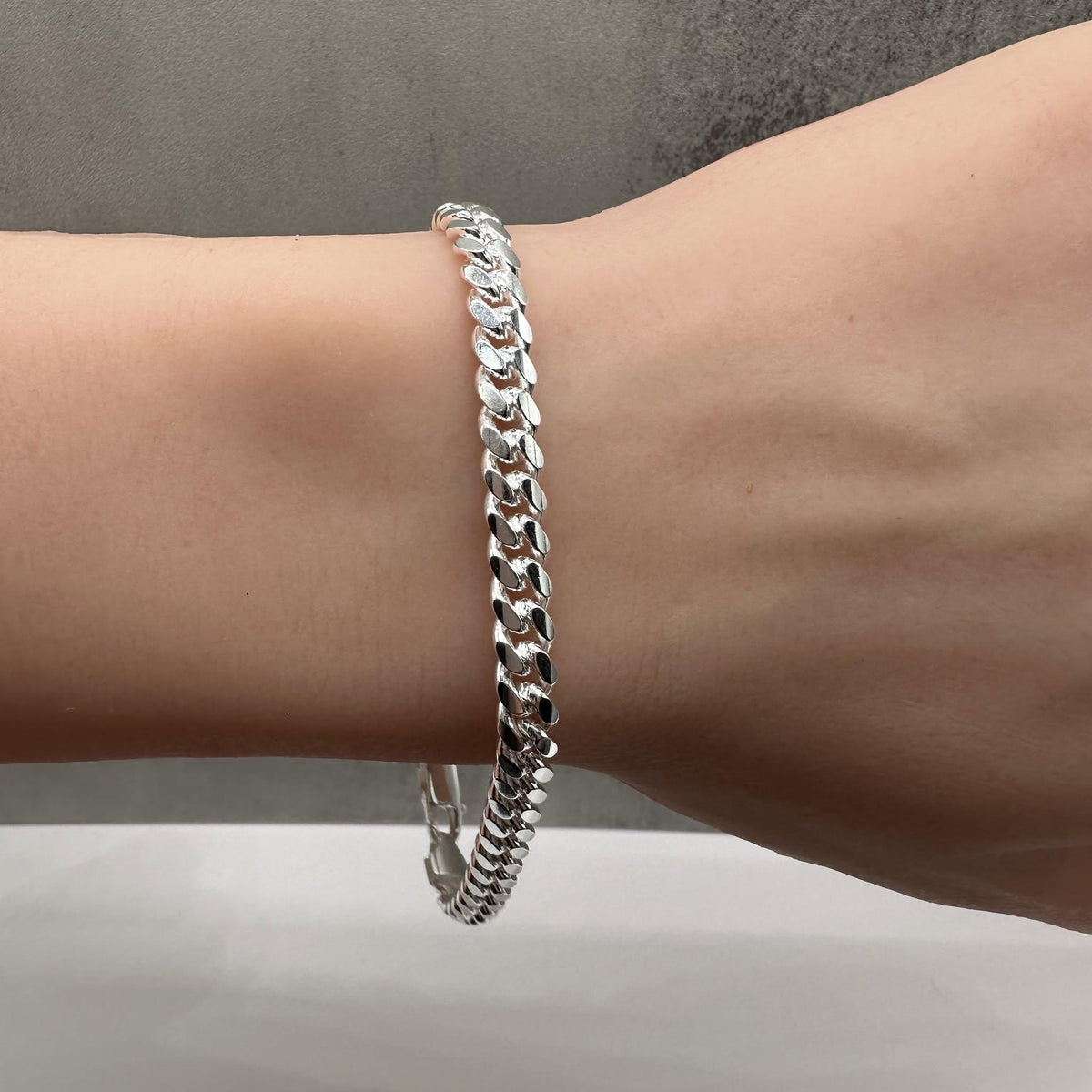 Cuban Bracelet Sterling Silver 8in 5.4mm Lobster Clasp New