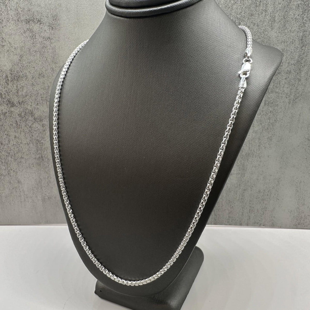Round Box Link Chain Necklace Sterling Silver 22in 2.6mm New