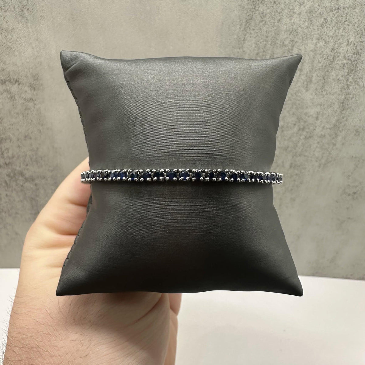 Blue Sapphire Tennis Bracelet Sterling Silver 3mm 7.5in New