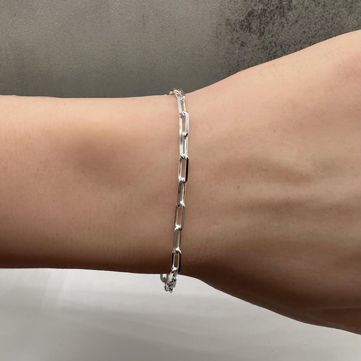 Paperclip Chain Bracelet Sterling Silver 7in 3mm New