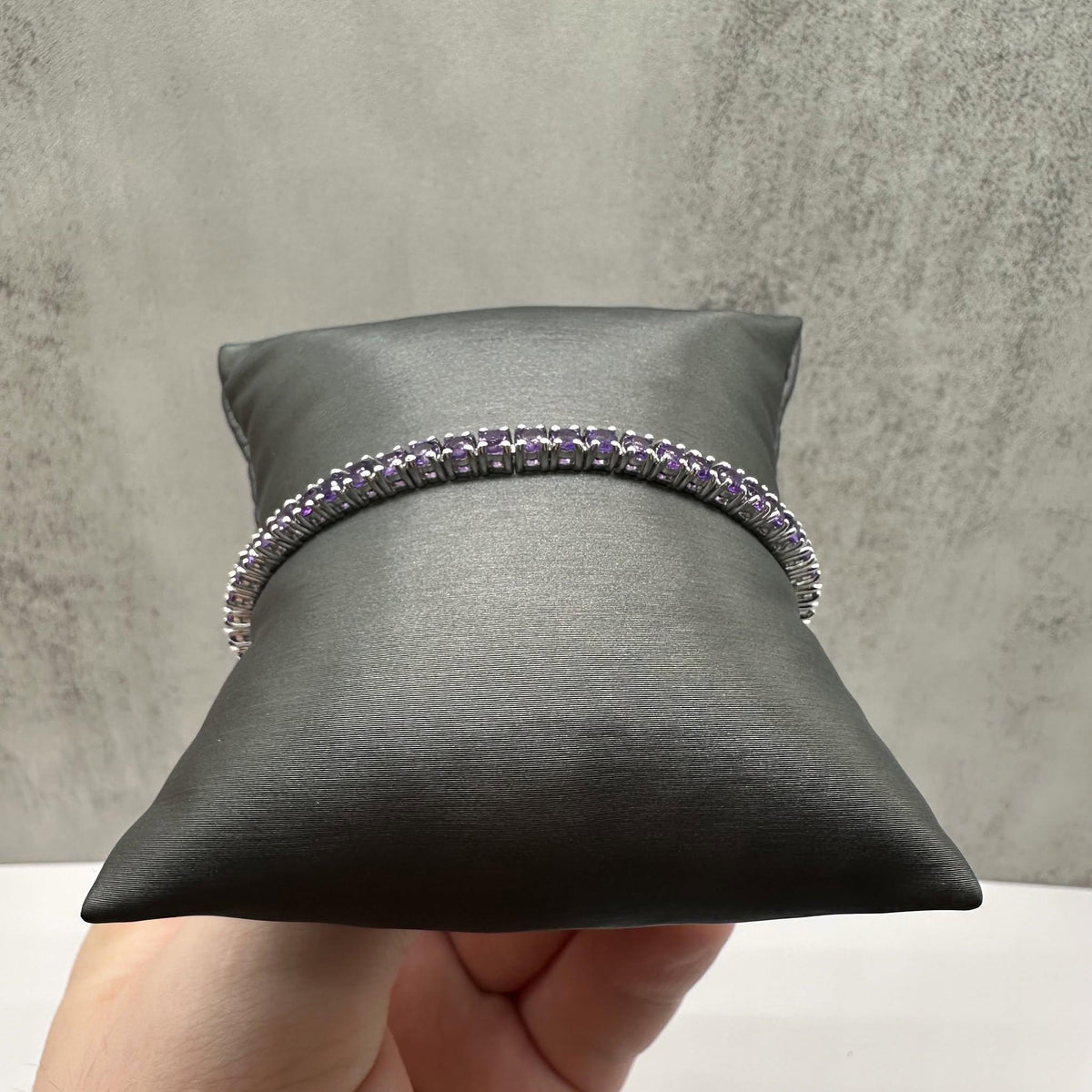 Amethyst Tennis Bracelet Sterling Silver 3mm 7.5in New