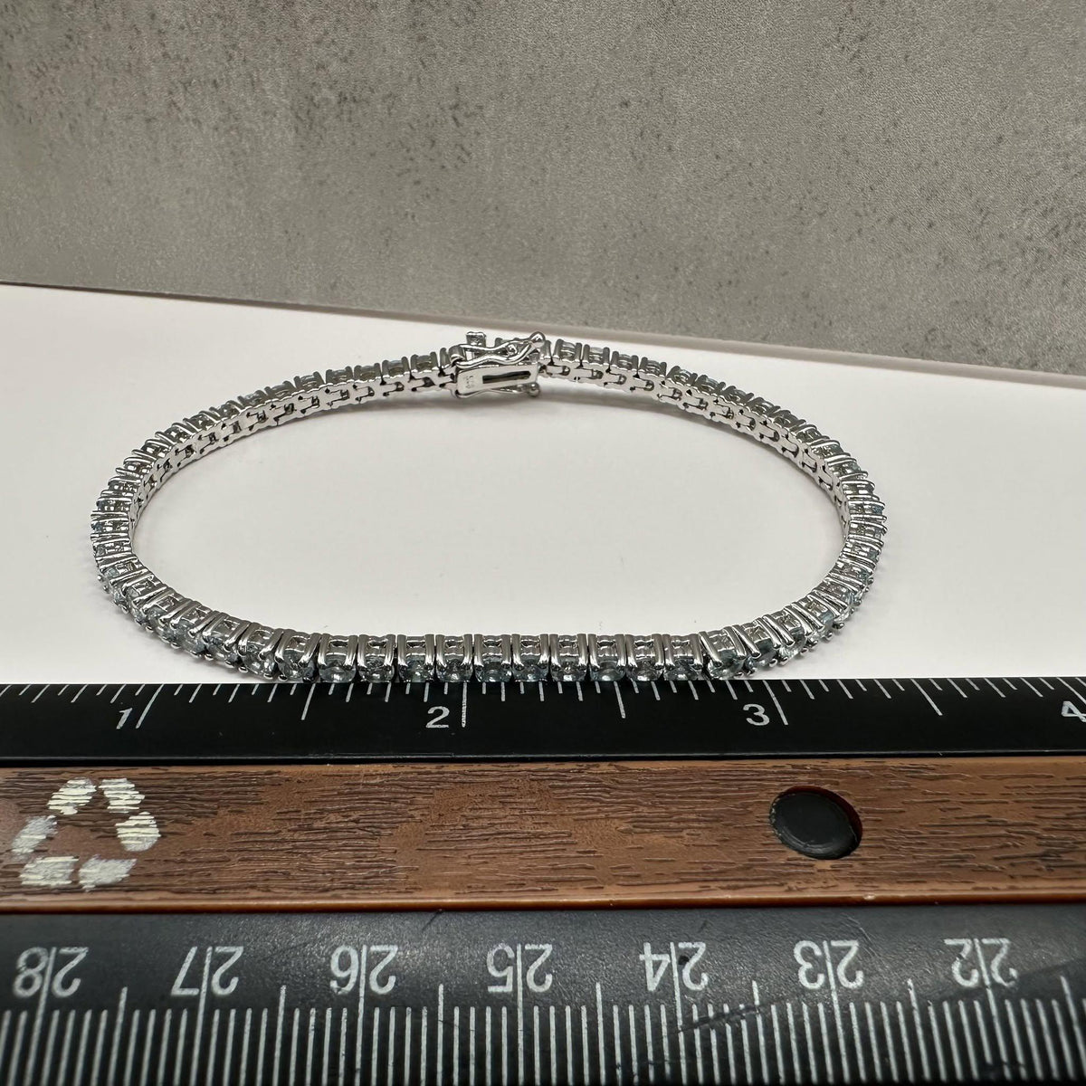 Aquamarine Tennis Bracelet Sterling Silver 3mm 7.5in New