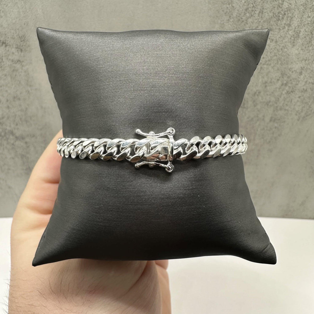 Cuban Bracelet Sterling Silver 8in 6.4mm Box Lock New