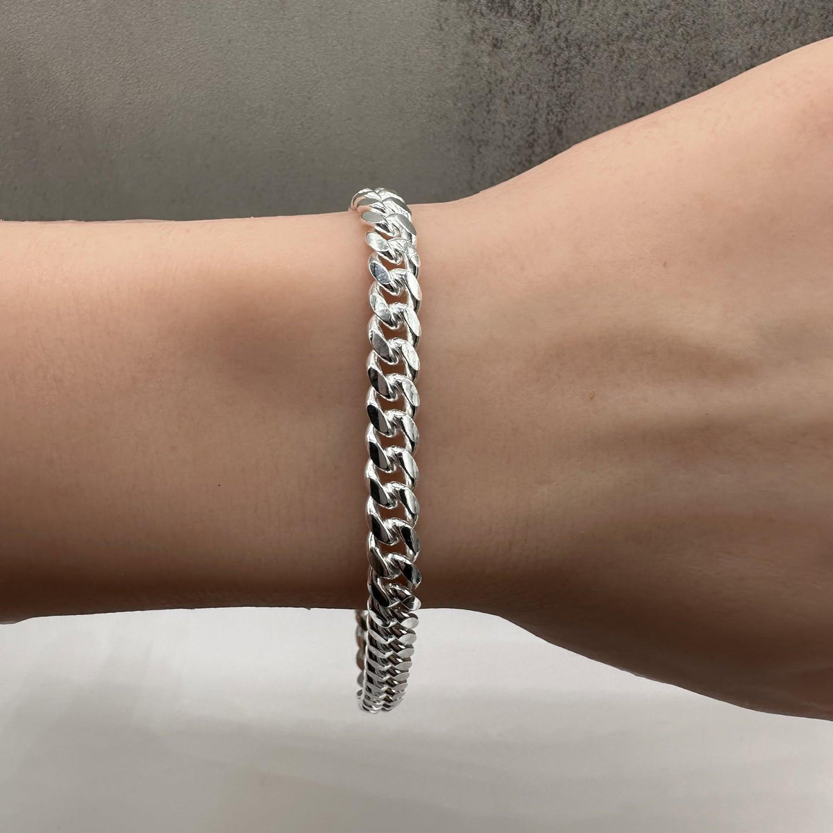 Cuban Bracelet Sterling Silver 8in 6.4mm Box Lock New