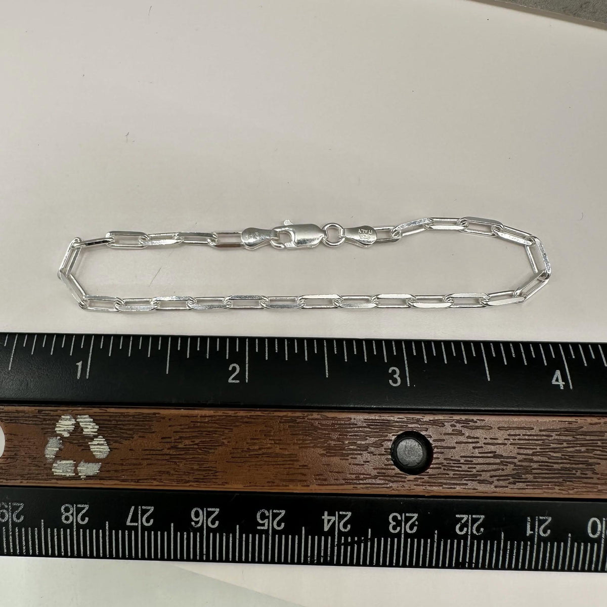 Paperclip Chain Bracelet Sterling Silver 7in 3mm New