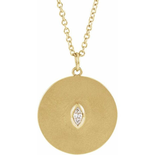 Marquise Diamond Disc Necklace