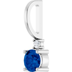 Lab-Grown Blue Sapphire & .015 CT Natural Diamond Charm/Pendant