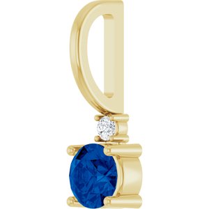 Lab-Grown Blue Sapphire & .015 CT Natural Diamond Charm/Pendant