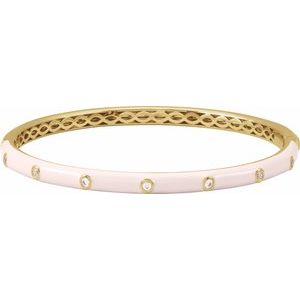 Bezel Set Diamond and Enamel Bangle