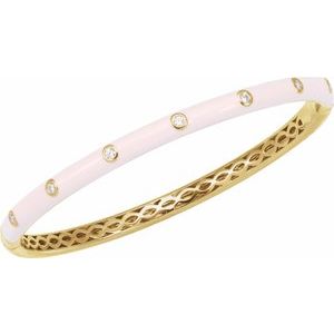Bezel Set Diamond and Enamel Bangle