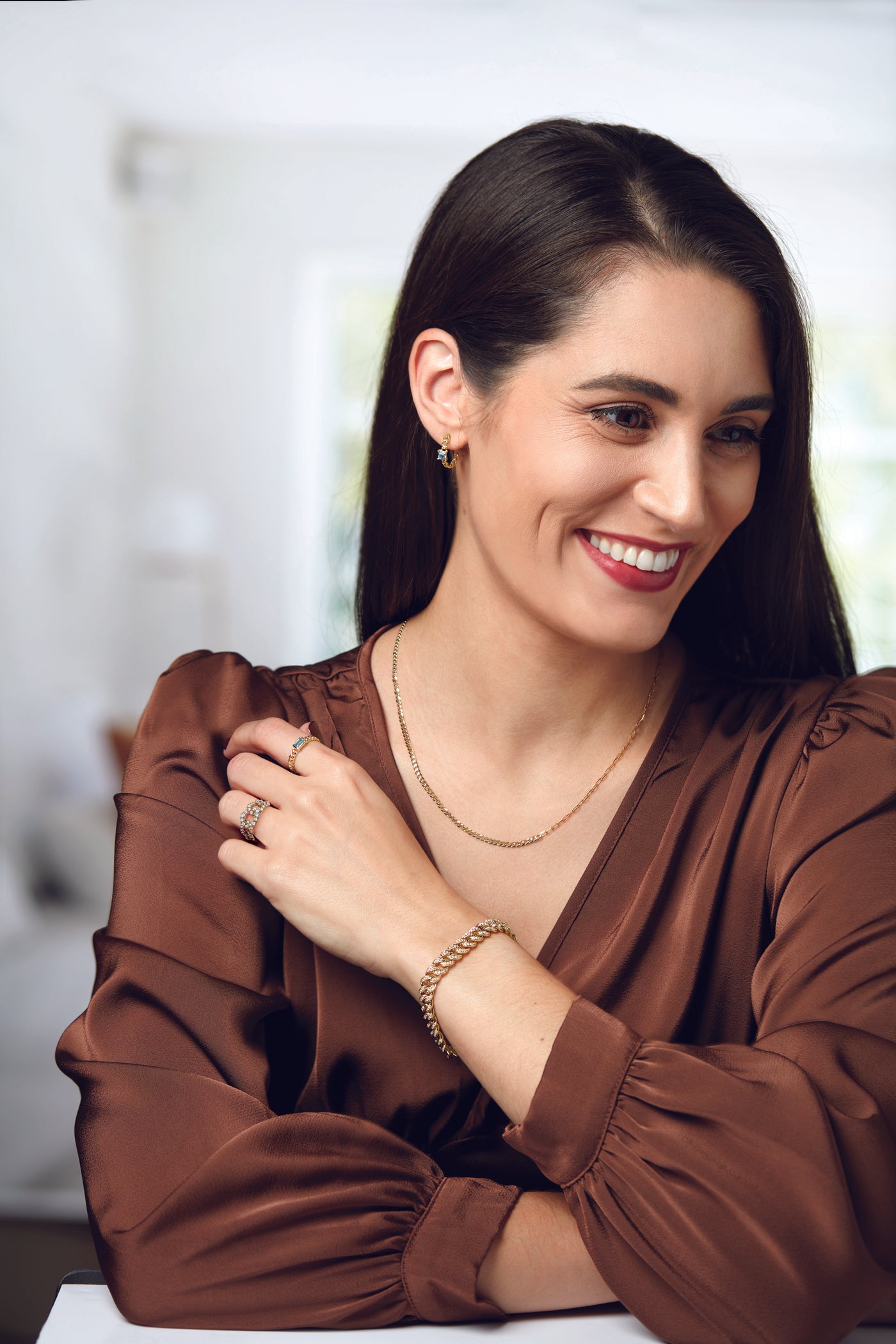 Diamond Accented Link Bracelet with Model