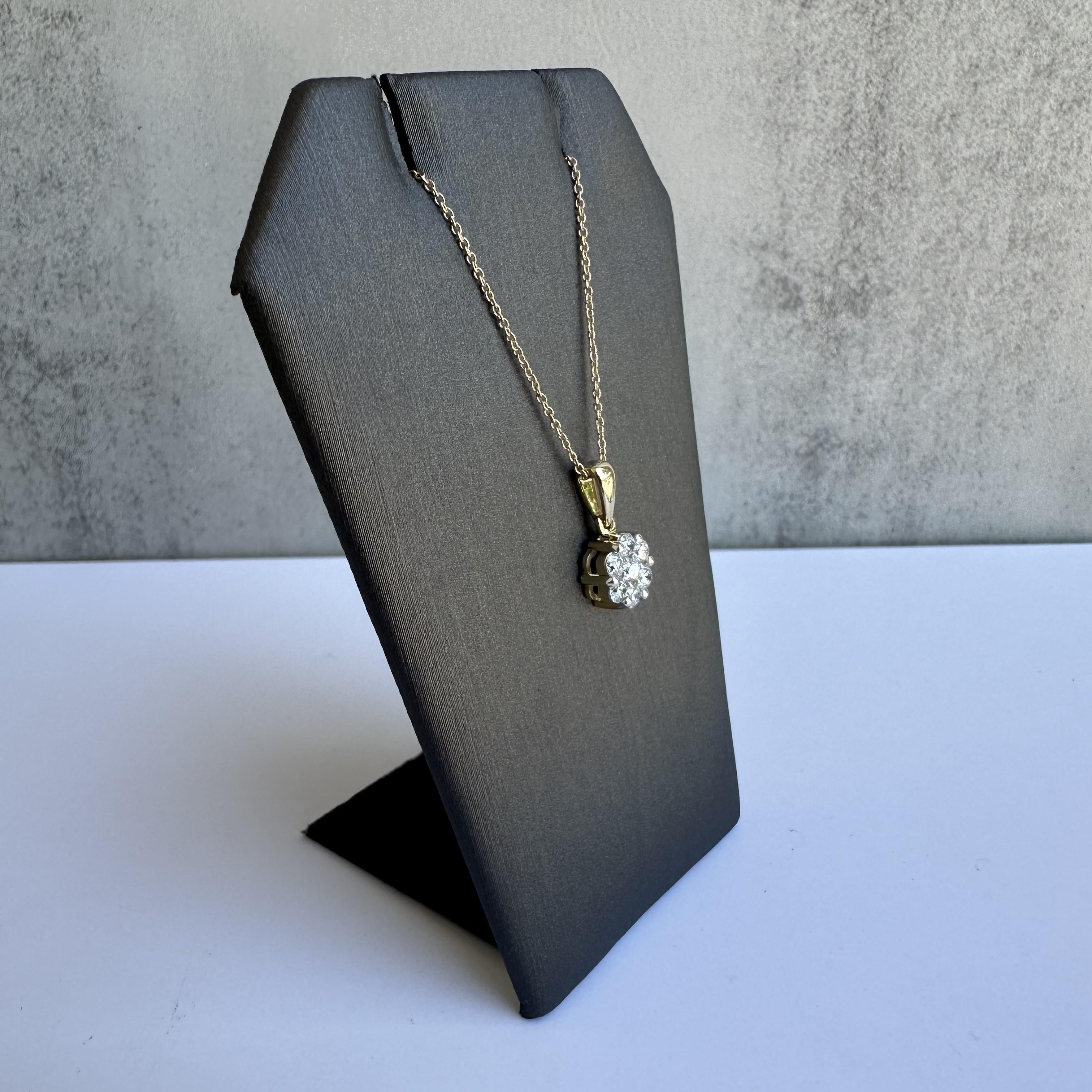 Diamond Circle Cluster Necklace in 14kt Yellow Gold - 0.52ctw, 18", New