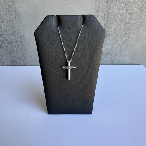 Sterling Silver Diamond Cross Necklace - 0.01ctw H I1 Diamond, 18 Inches, New