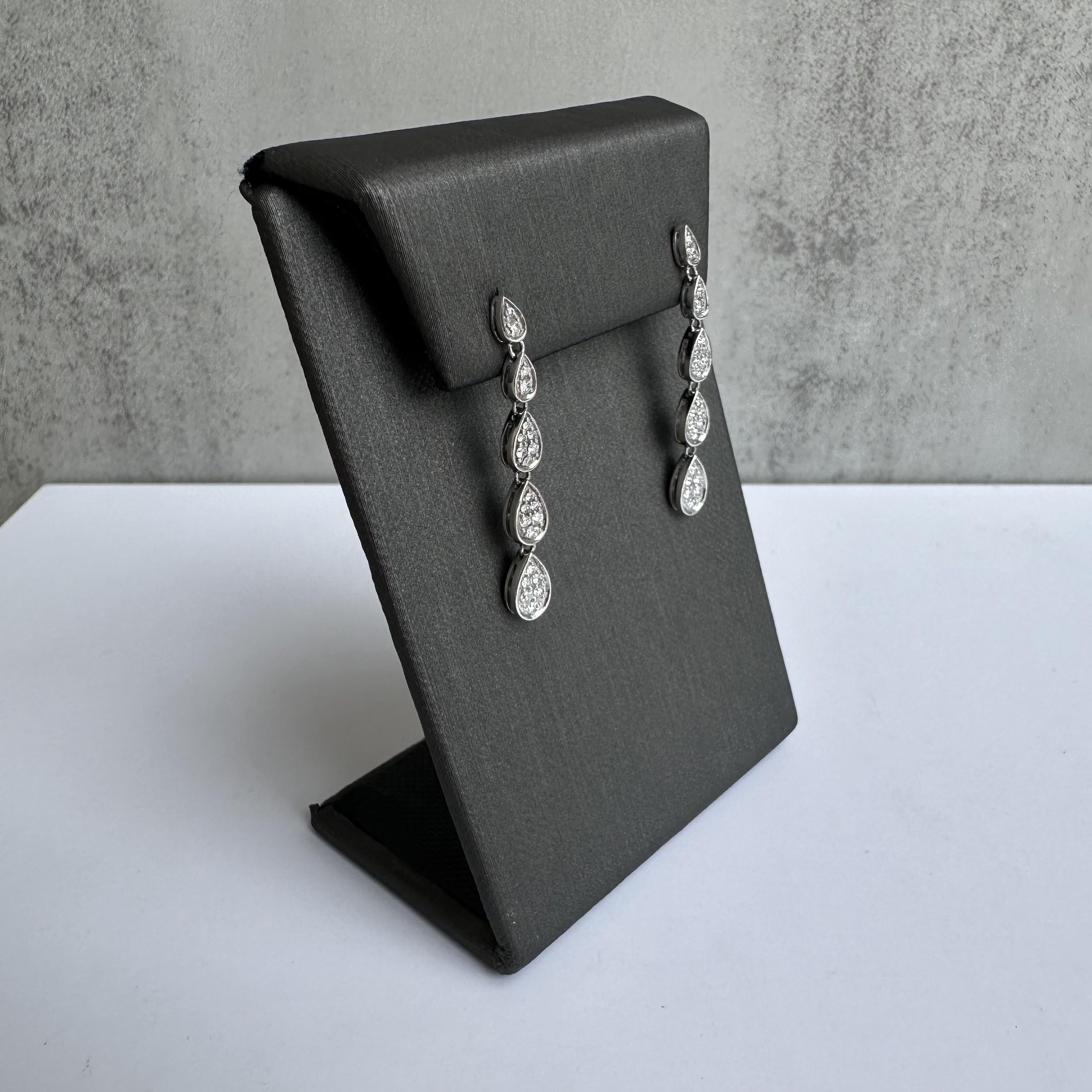 0.50ctw Natural Diamond Drop Earrings 10K White Gold GH SI New